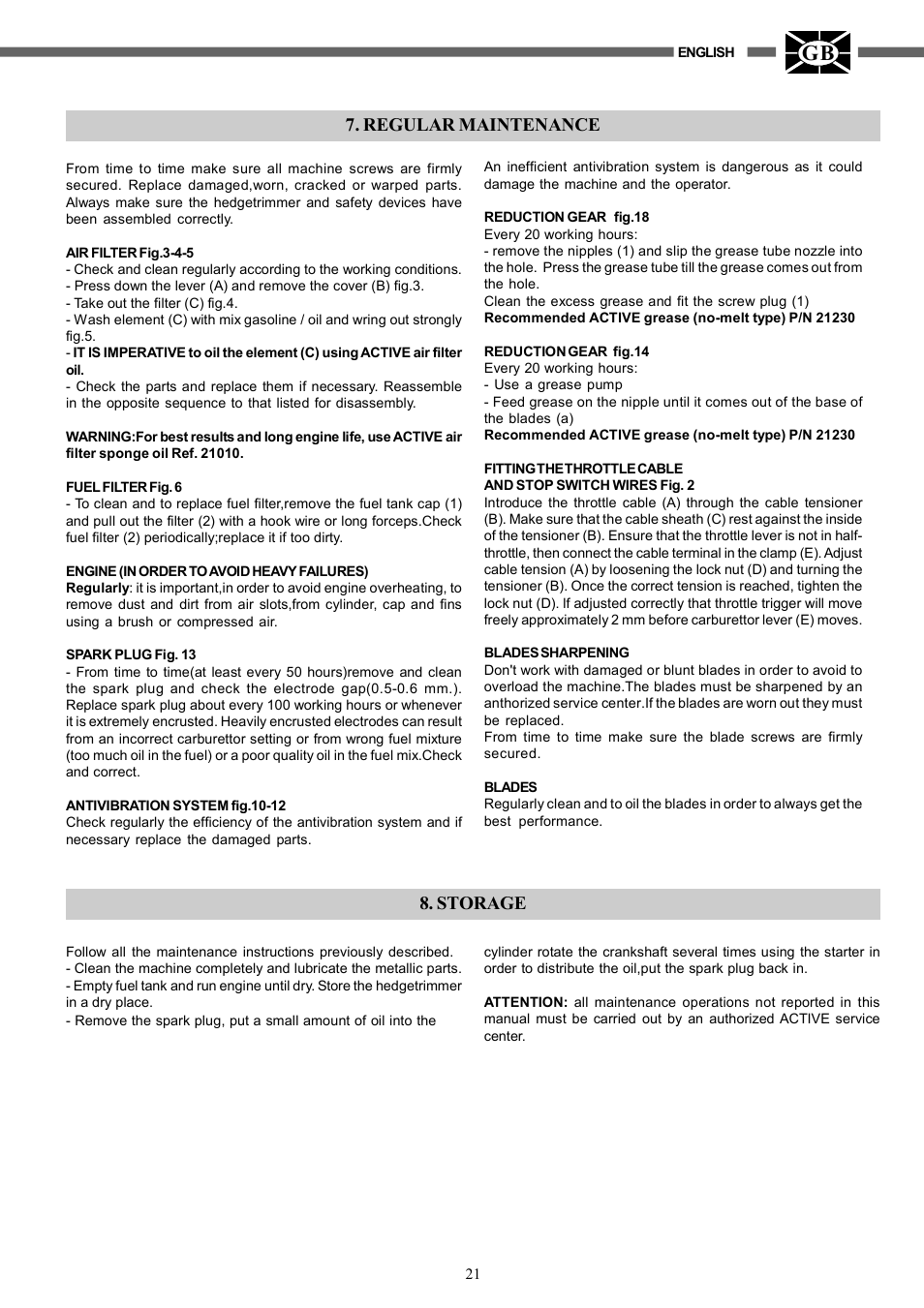 Regular maintenance, Storage | IBEA TS2360 Series User Manual | Page 21 / 48