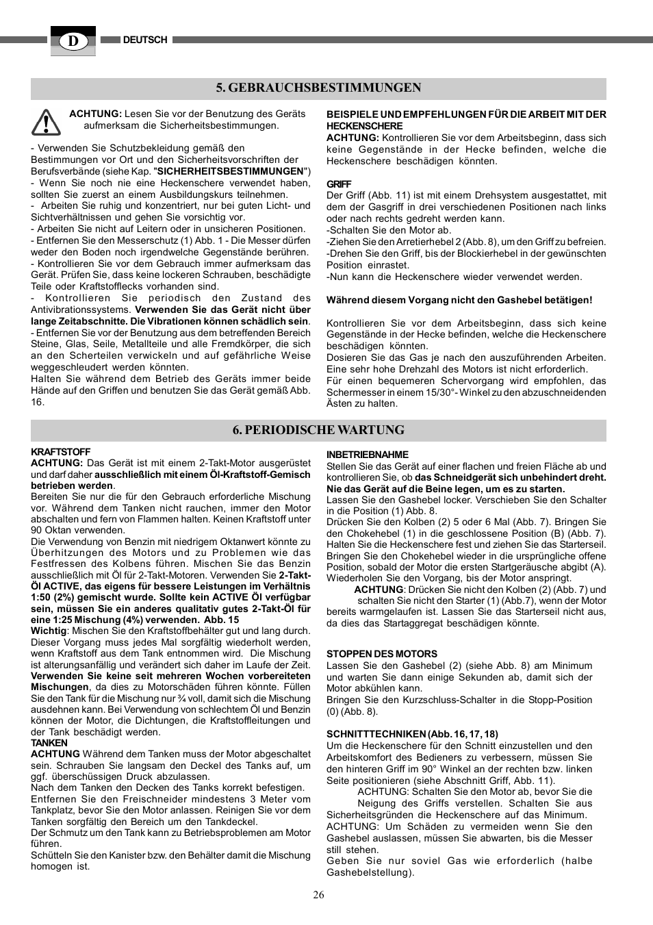 Gebrauchsbestimmungen, Periodische wartung | IBEA TS2360 Series User Manual | Page 26 / 48