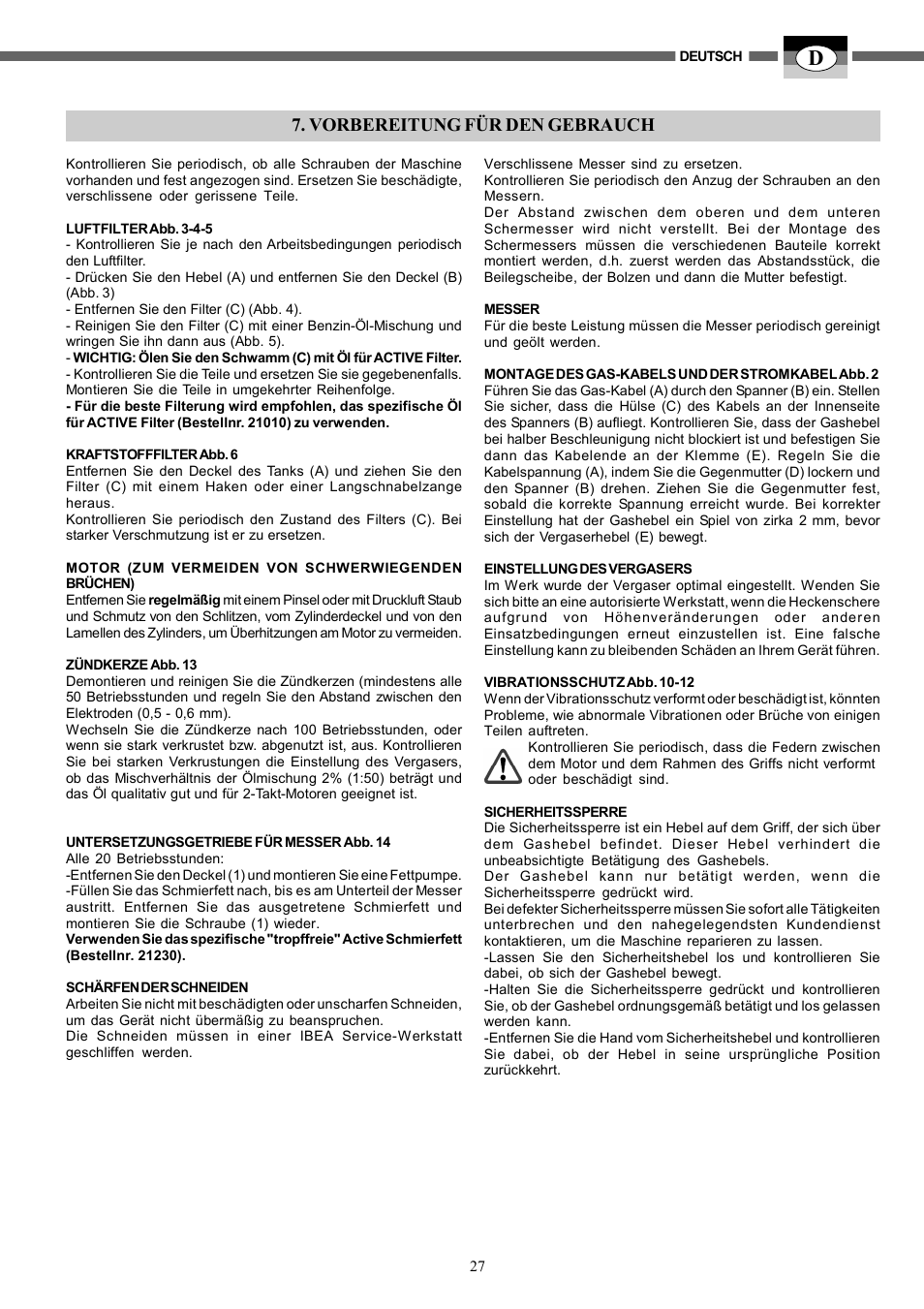 Vorbereitung für den gebrauch | IBEA TS2360 Series User Manual | Page 27 / 48