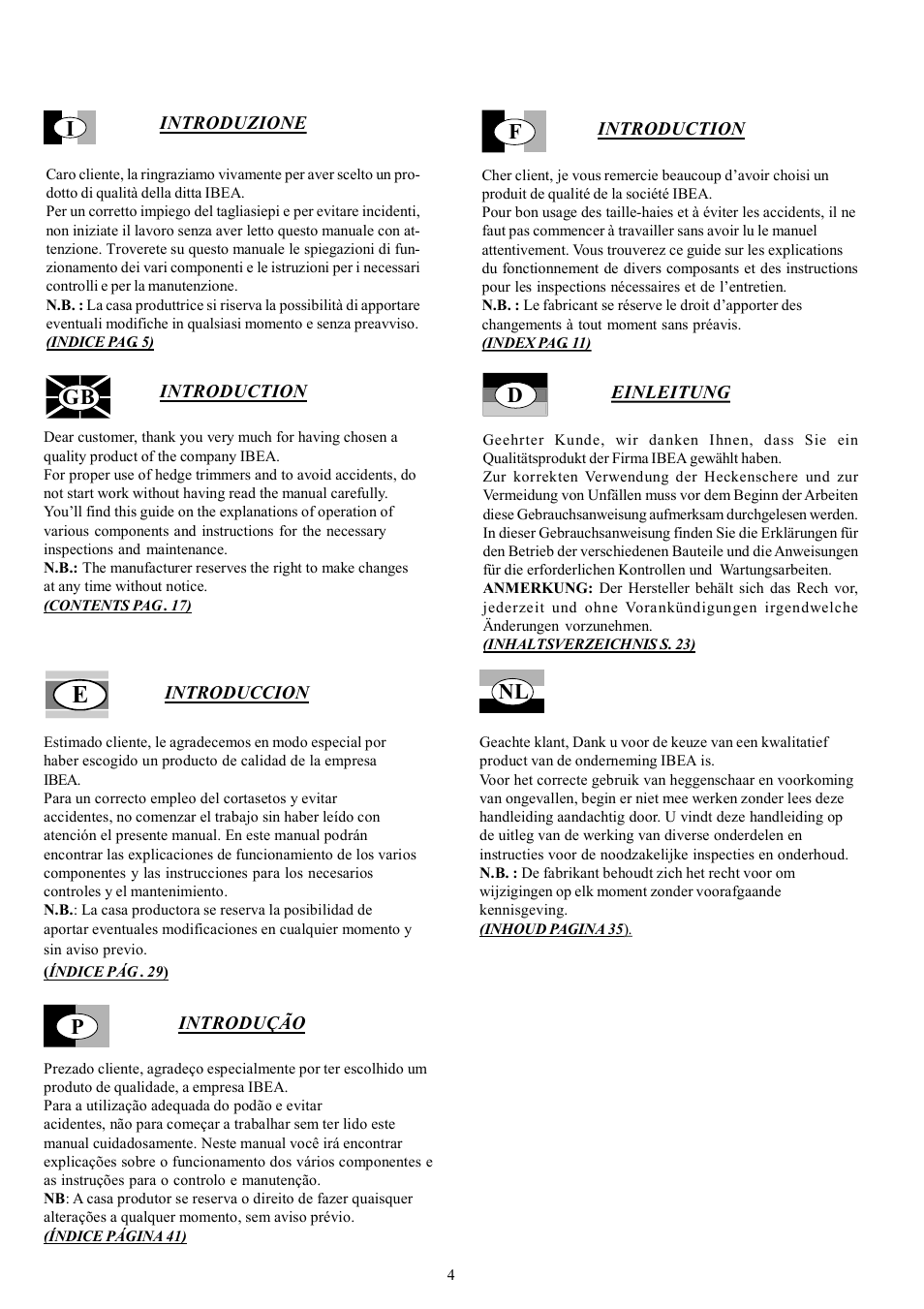 IBEA TS2360 Series User Manual | Page 4 / 48