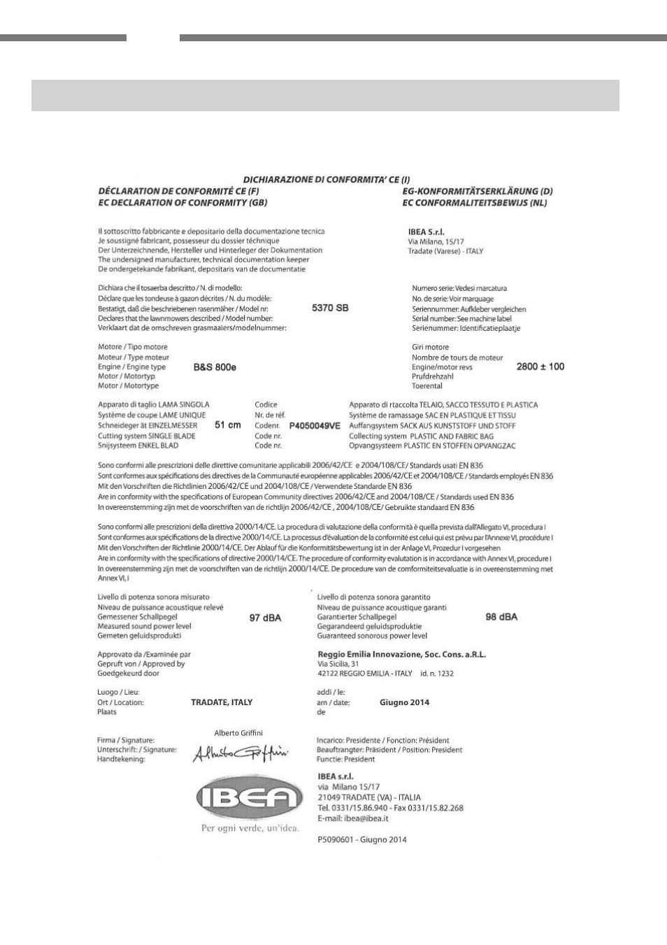 IBEA Mulching Series User Manual | Page 48 / 62