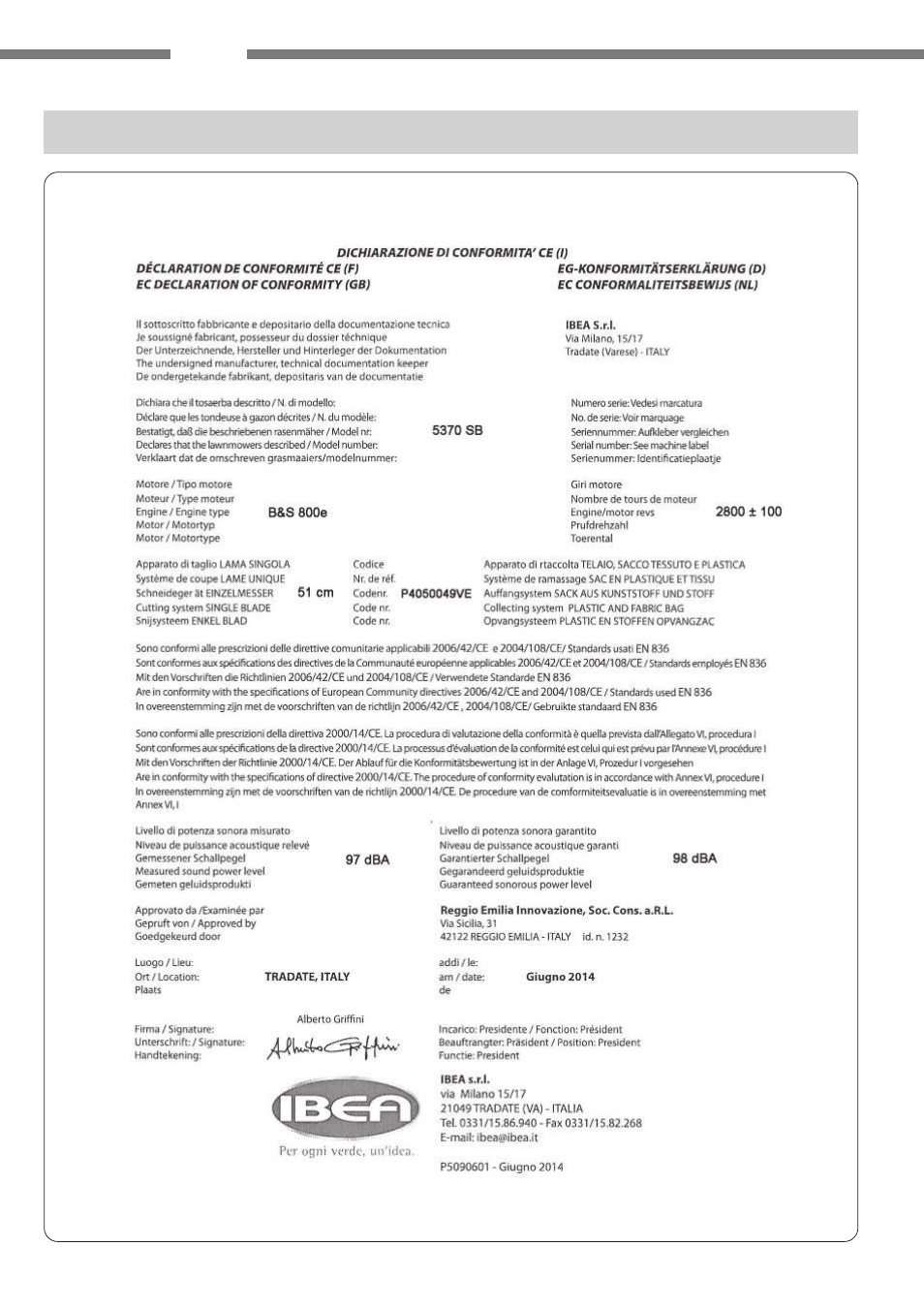 IBEA Mulching Series User Manual | Page 60 / 62