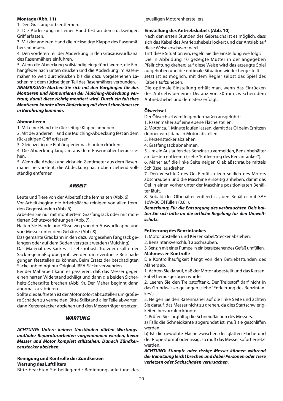 IBEA 500 Series User Manual | Page 20 / 32