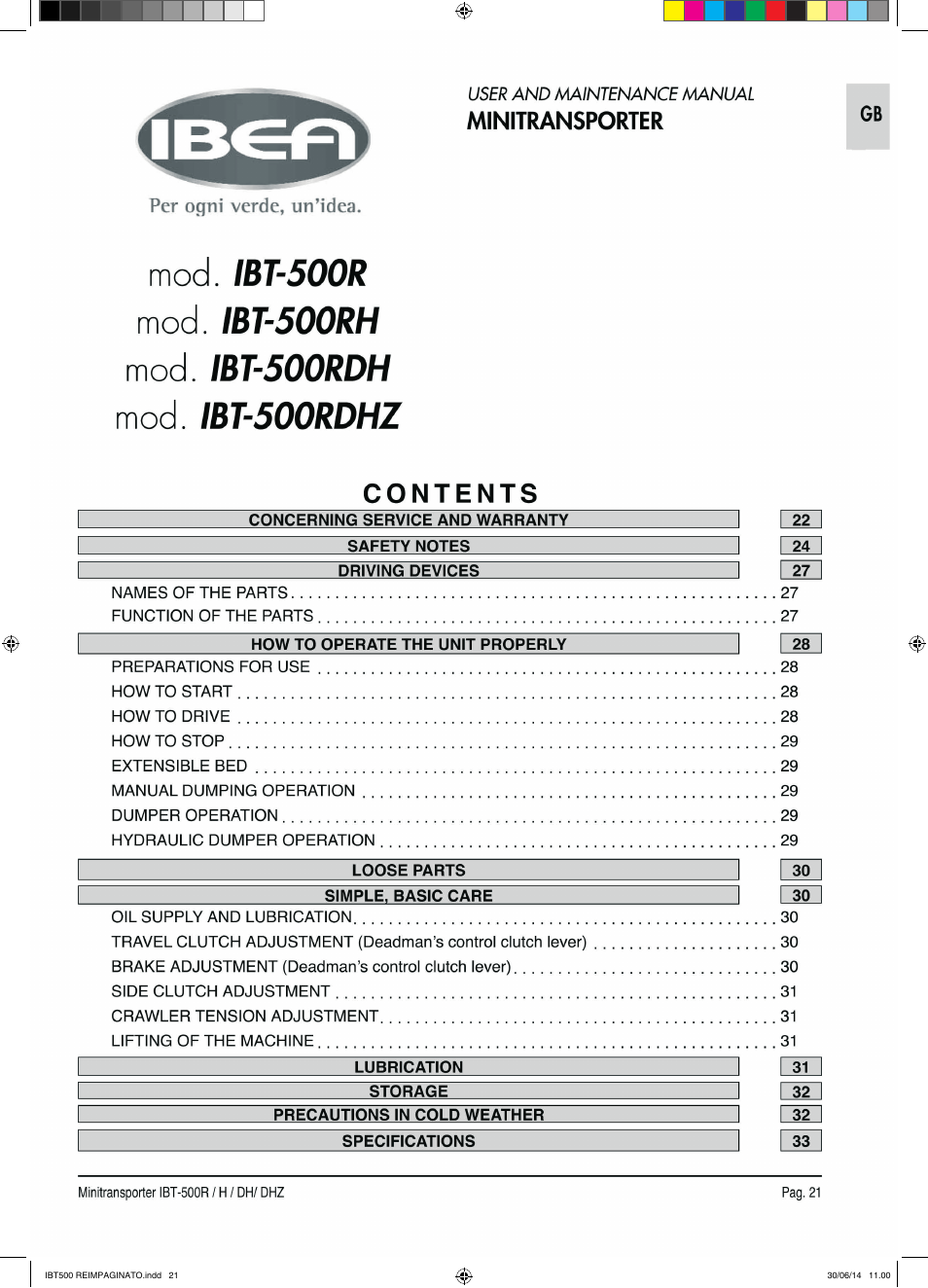 IBEA IBT-500 Series User Manual | Page 21 / 64