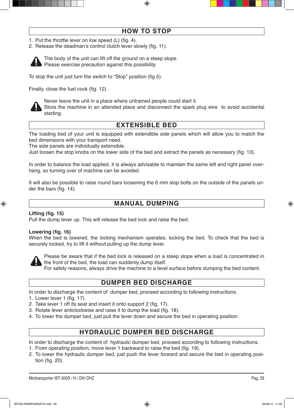 How to stop | IBEA IBT-500 Series User Manual | Page 29 / 64