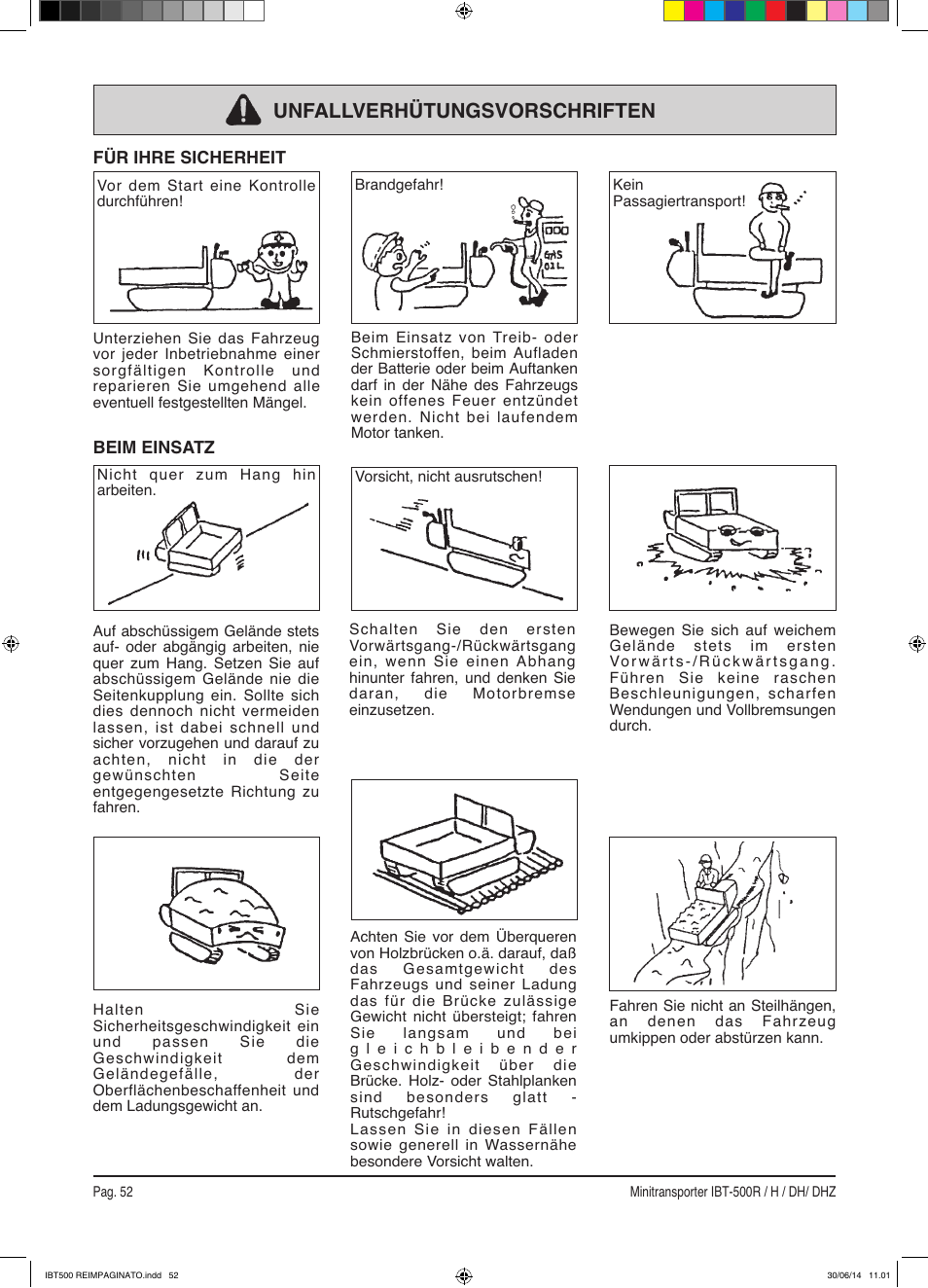 Unfallverhütungsvorschriften | IBEA IBT-500 Series User Manual | Page 52 / 64