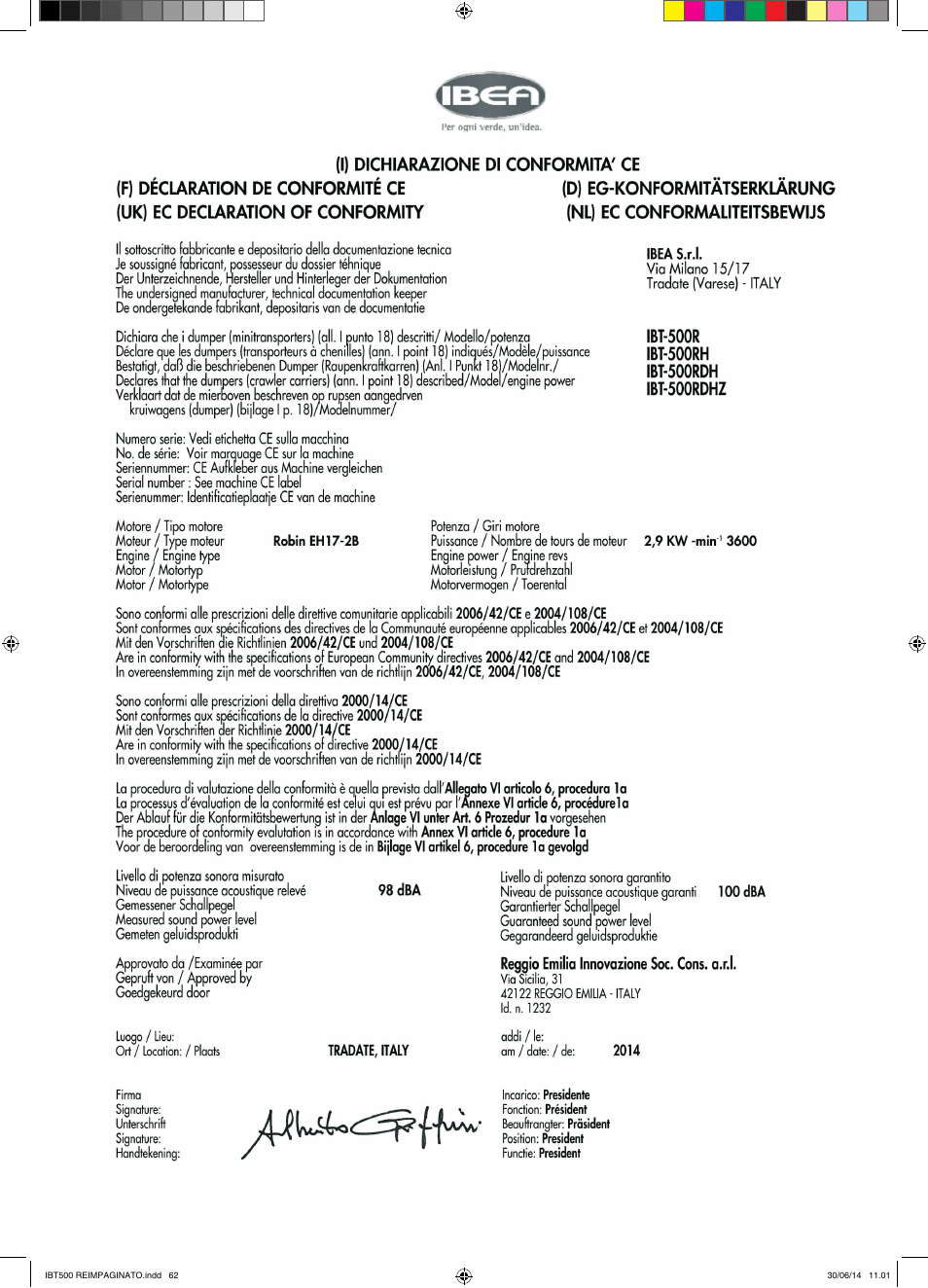 IBEA IBT-500 Series User Manual | Page 62 / 64