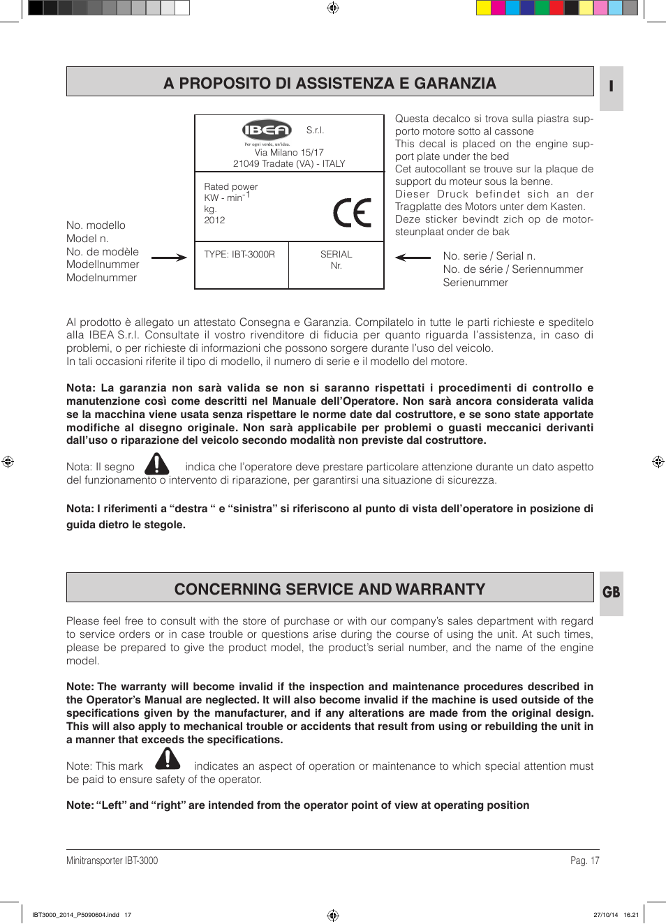 IBEA IBT-3000 Series User Manual | Page 17 / 56