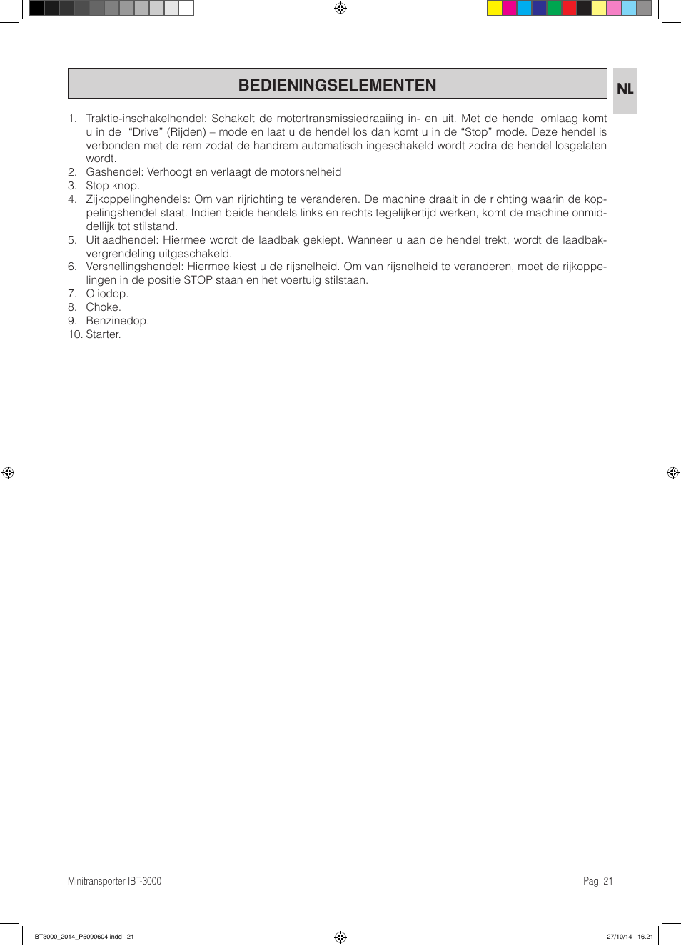 Bedieningselementen | IBEA IBT-3000 Series User Manual | Page 21 / 56