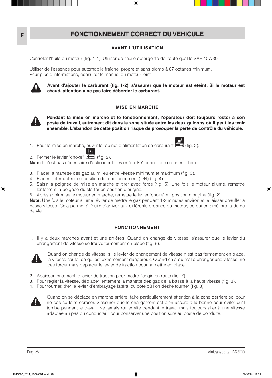 Fonctionnement correct du vehicule | IBEA IBT-3000 Series User Manual | Page 28 / 56