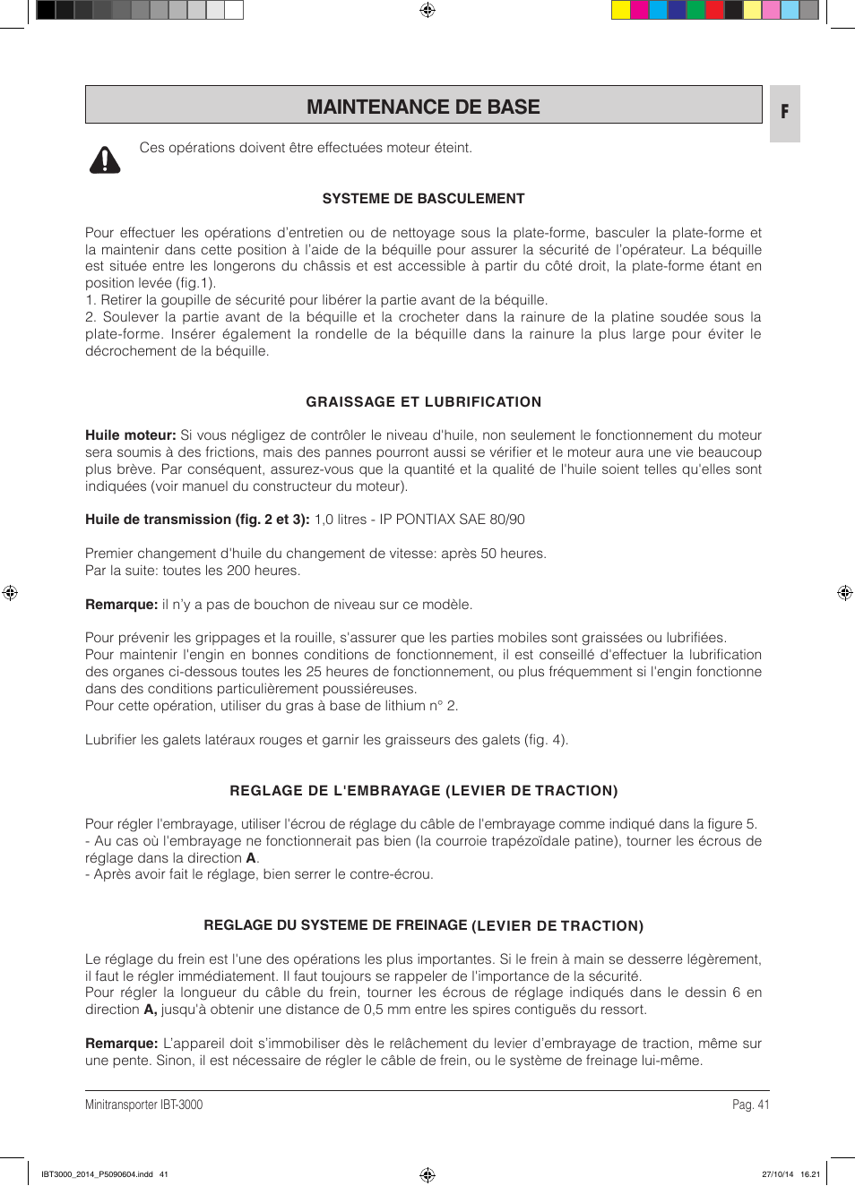 Maintenance de base | IBEA IBT-3000 Series User Manual | Page 41 / 56
