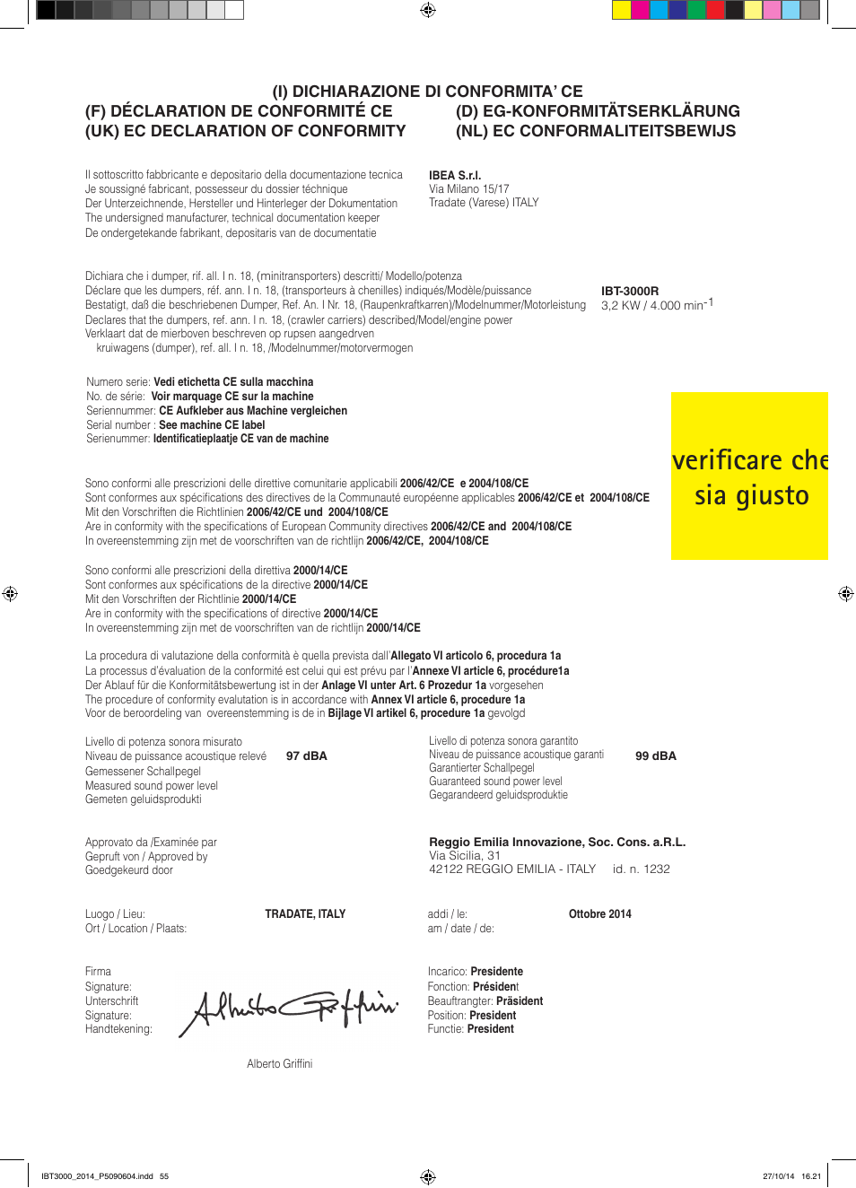 Verificare che sia giusto | IBEA IBT-3000 Series User Manual | Page 55 / 56