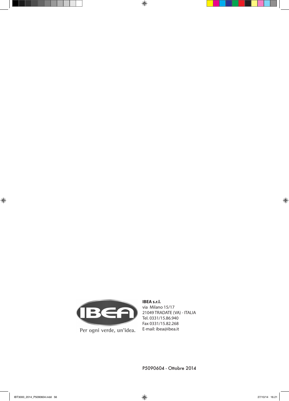 IBEA IBT-3000 Series User Manual | Page 56 / 56