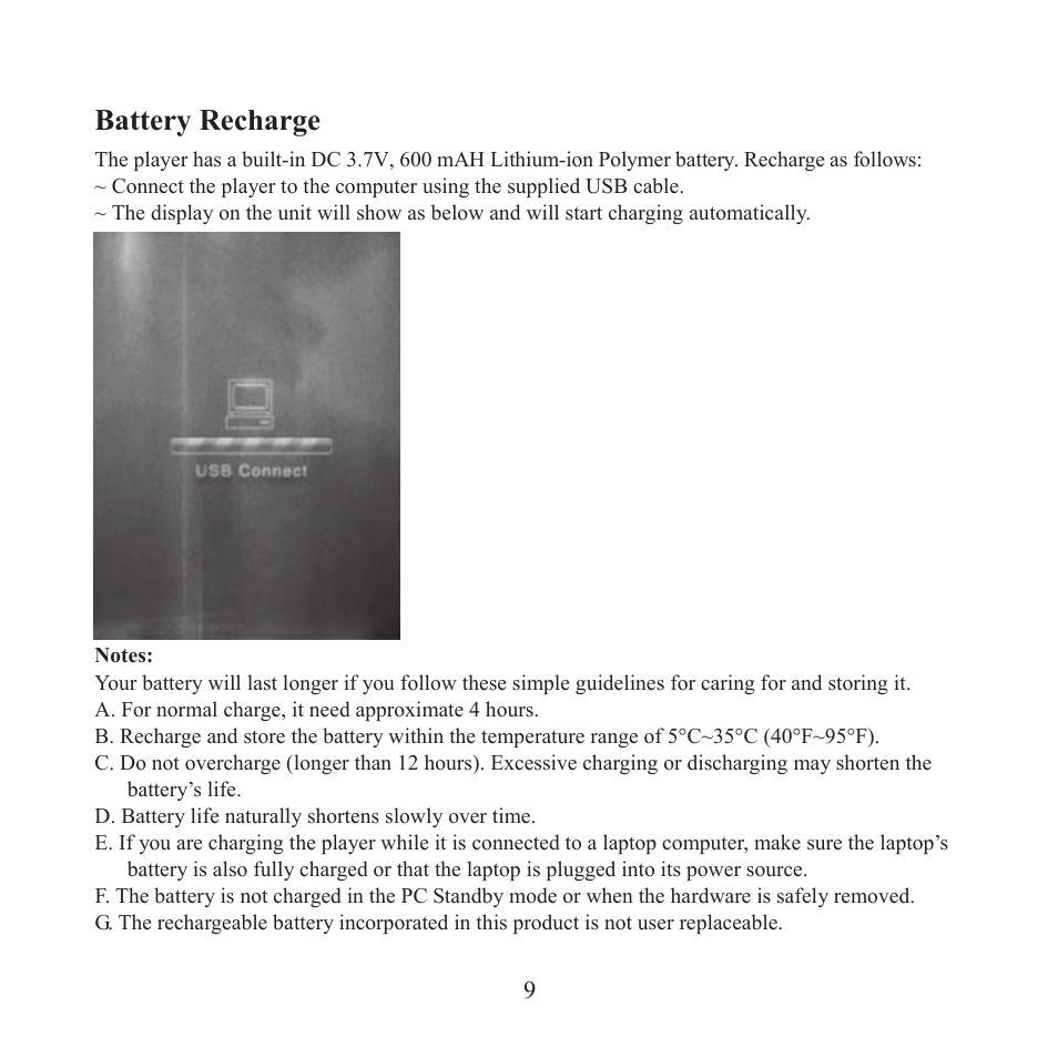 Battery recharge | Craig CMP621F User Manual | Page 10 / 35