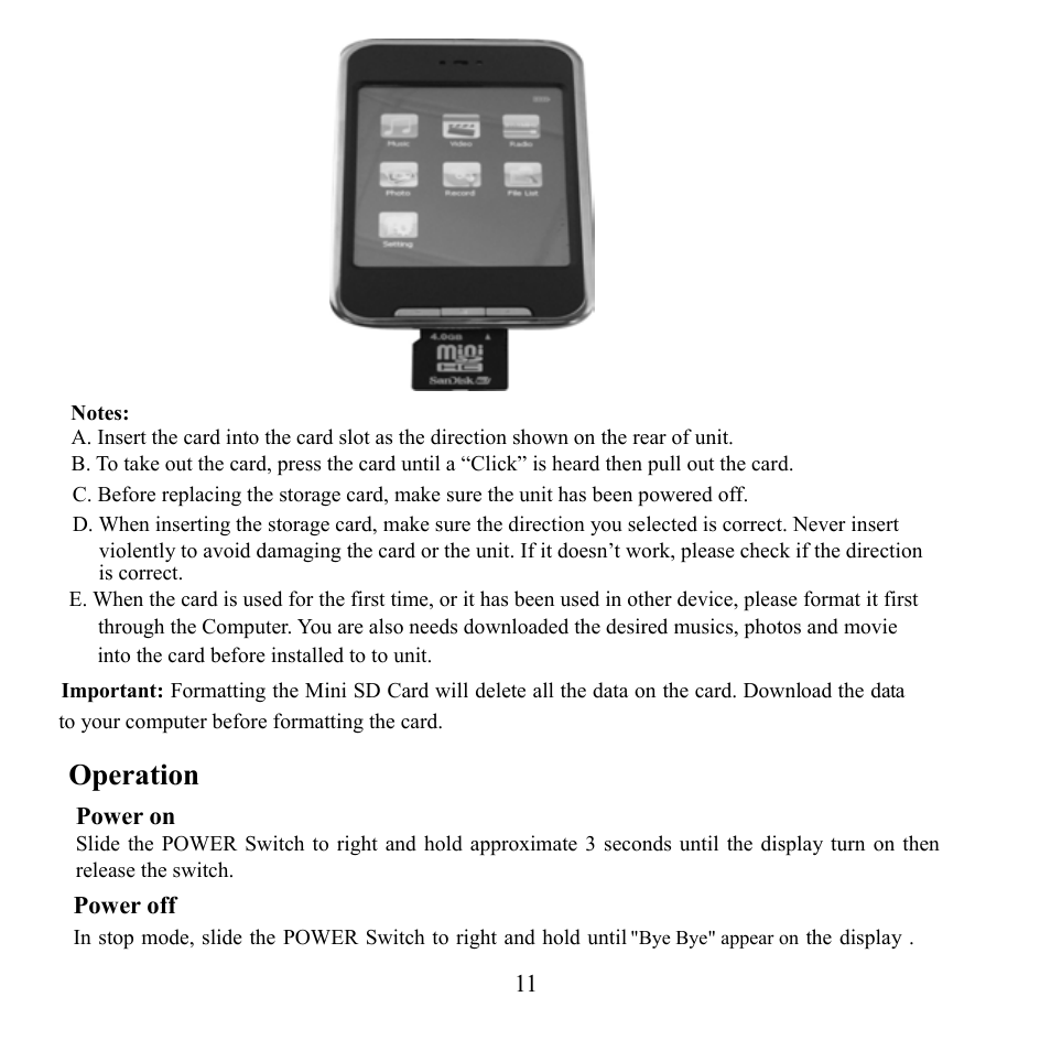 Operation | Craig CMP621F User Manual | Page 12 / 35