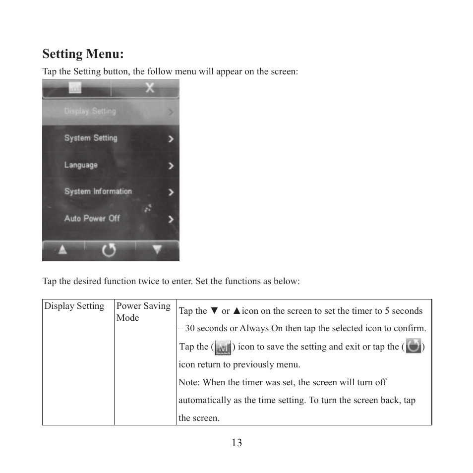 Setting menu | Craig CMP621F User Manual | Page 14 / 35