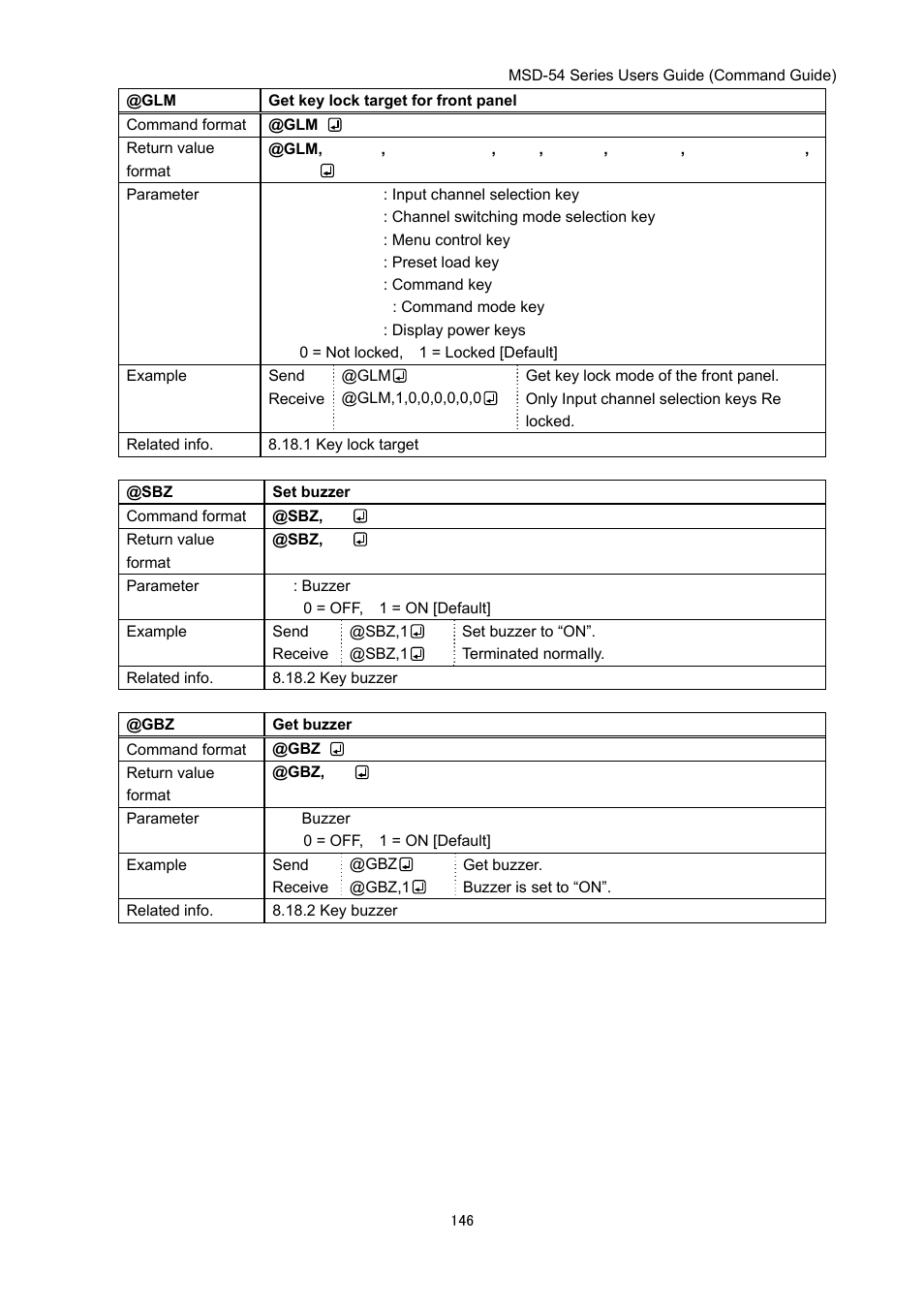 IDK MSD-54 Series Command Guide User Manual | Page 146 / 153