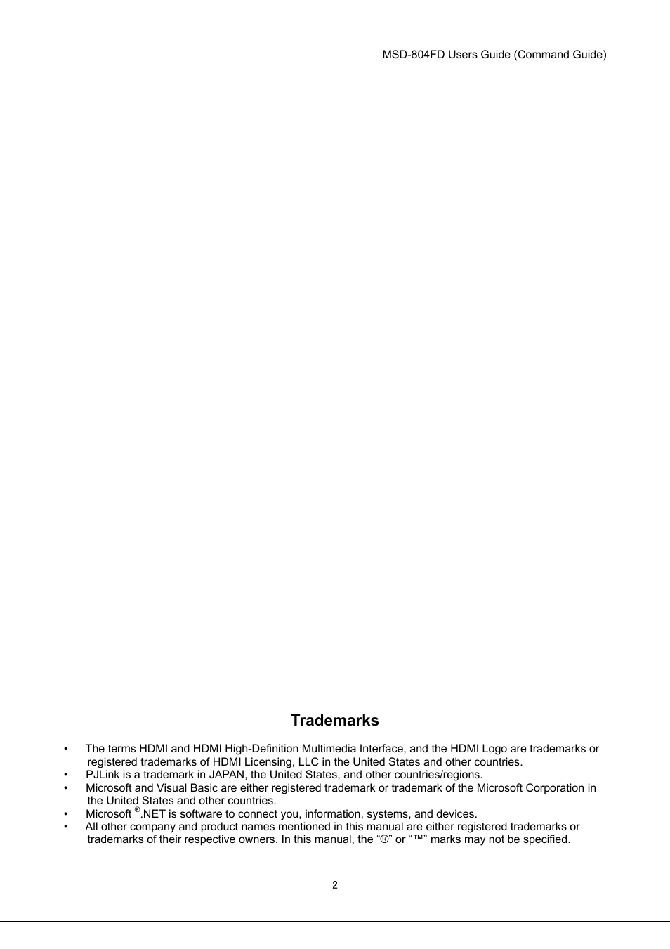 Trademarks | IDK MSD-804FD User Manual | Page 2 / 133