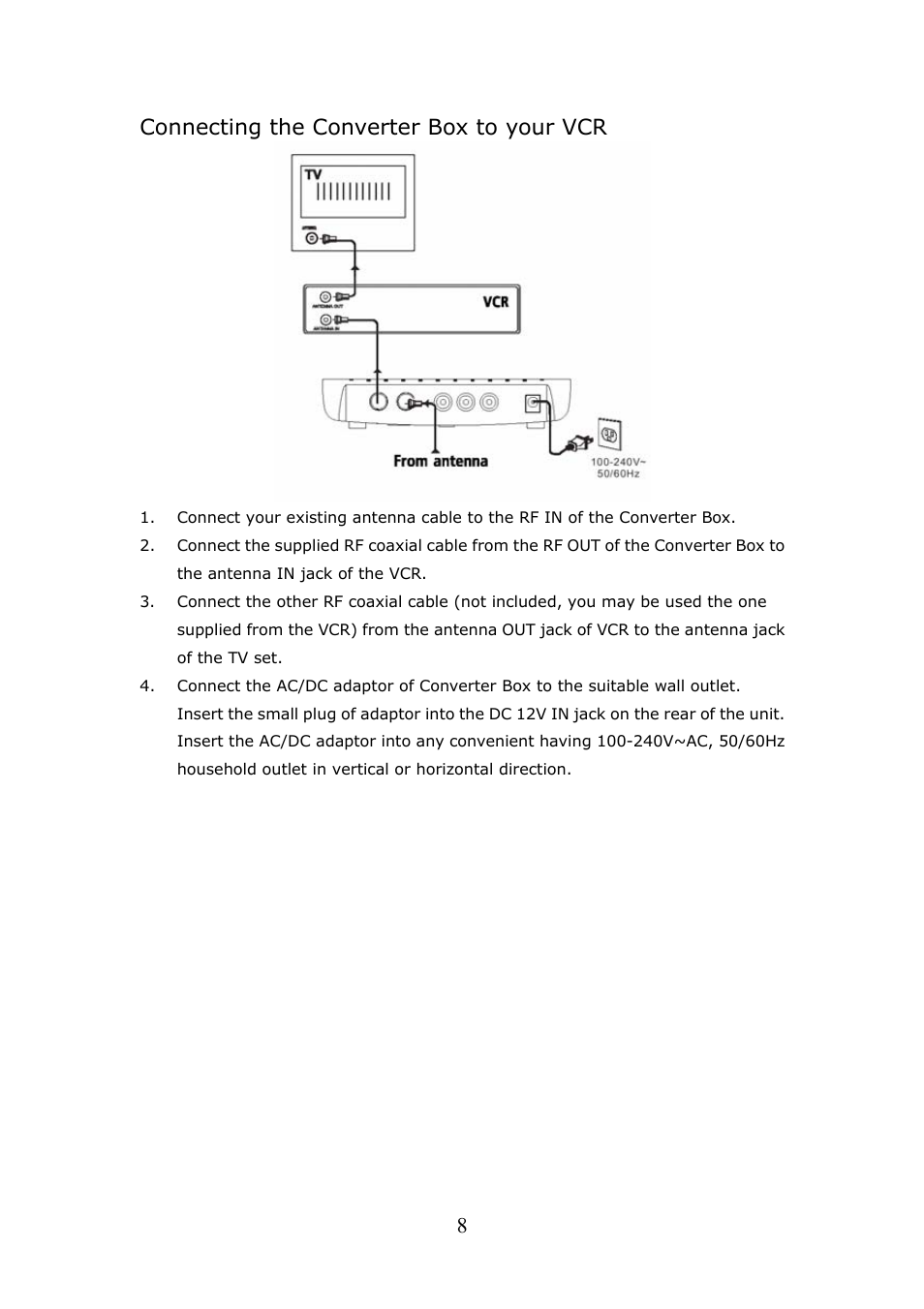 8connecting the converter box to your vcr | Craig CVD508 User Manual | Page 10 / 32