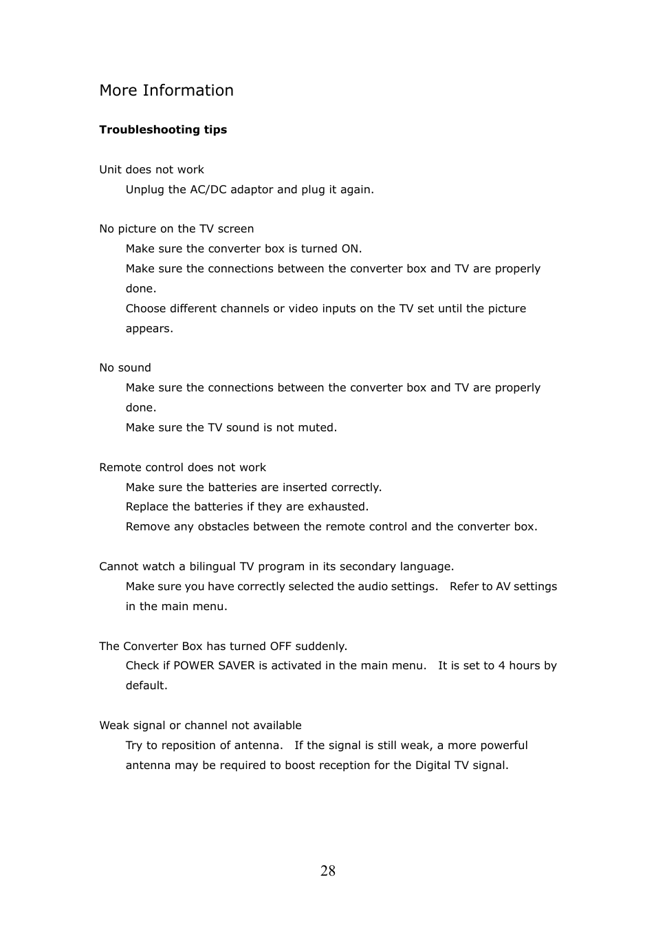 28 more information | Craig CVD508 User Manual | Page 30 / 32