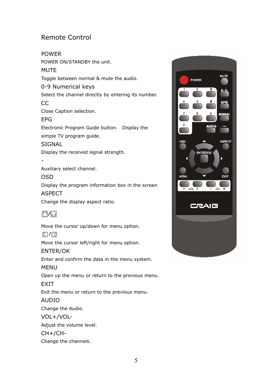 5remote control | Craig CVD508 User Manual | Page 7 / 32