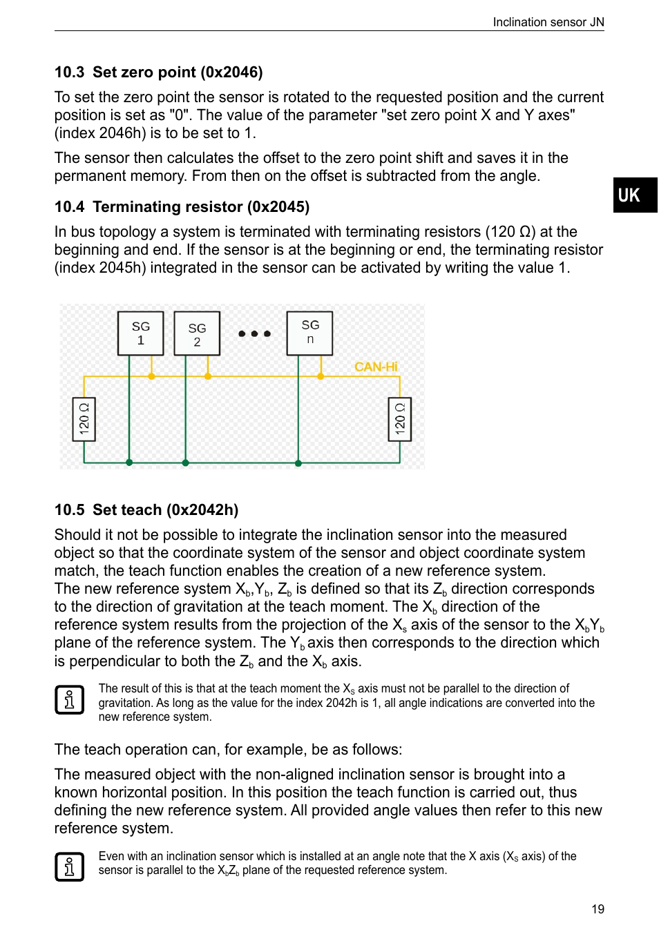 3 set zero point (0x2046), 4 terminating resistor (0x2045), 5 set teach (0x2042h) | ifm electronic JN2300 User Manual | Page 19 / 23