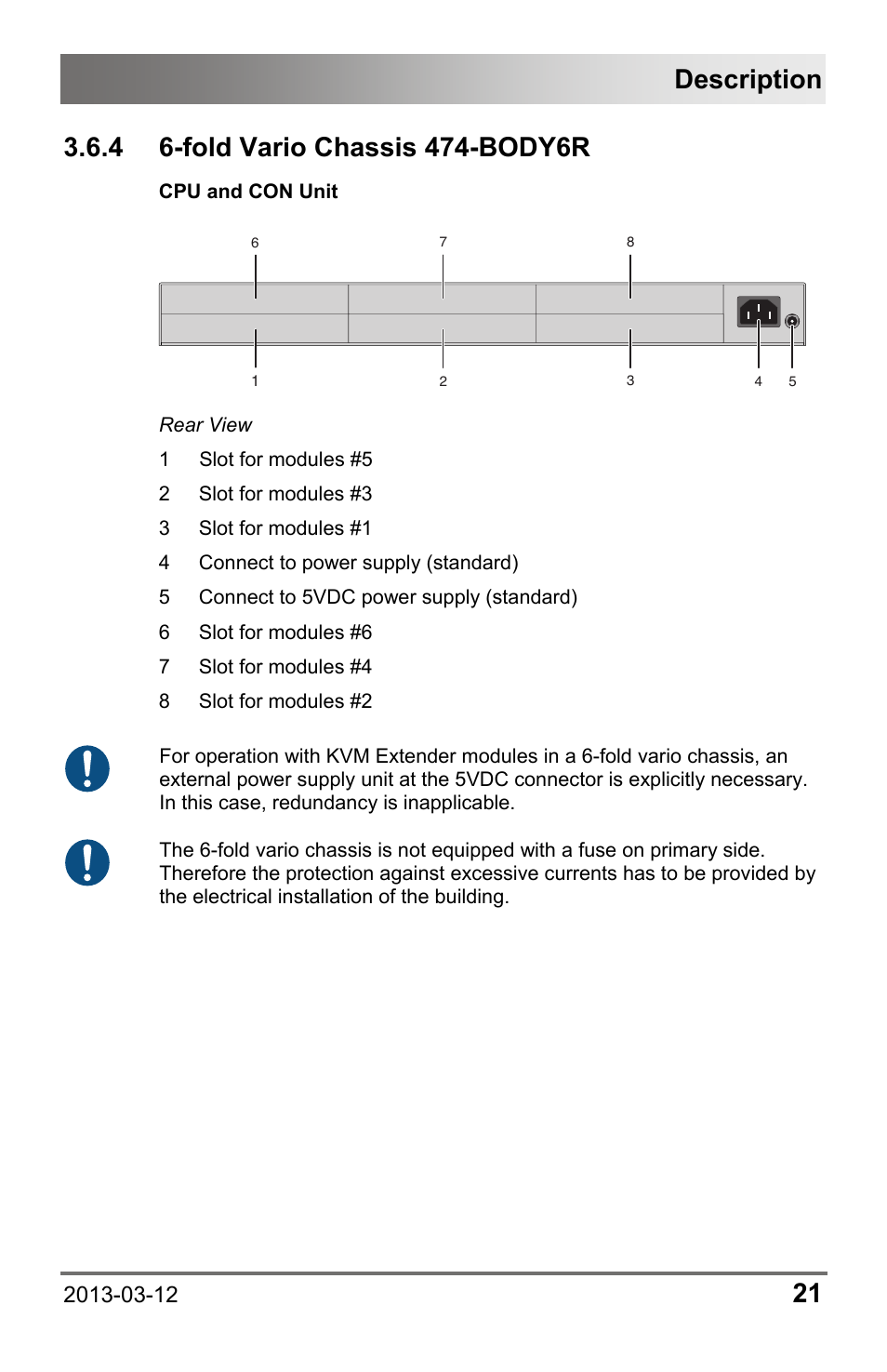 4 6-fold vario chassis 474-body6r, 4 6-fold, Vario | Chassis 474-body6r, Description | IHSE USA 474 Series Draco vario User Manual | Page 21 / 81