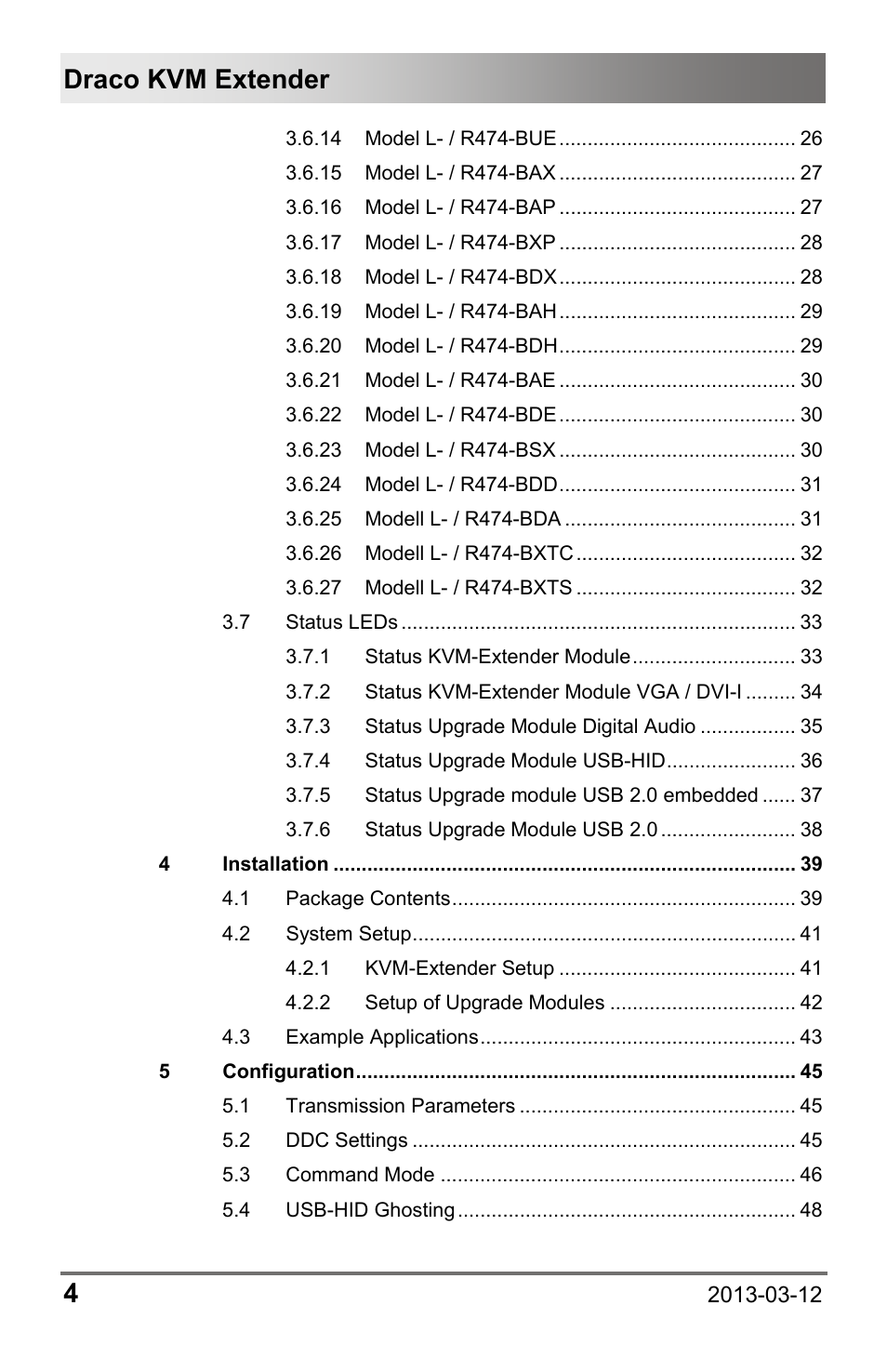Draco kvm extender 4 | IHSE USA 474 Series Draco vario User Manual | Page 4 / 81