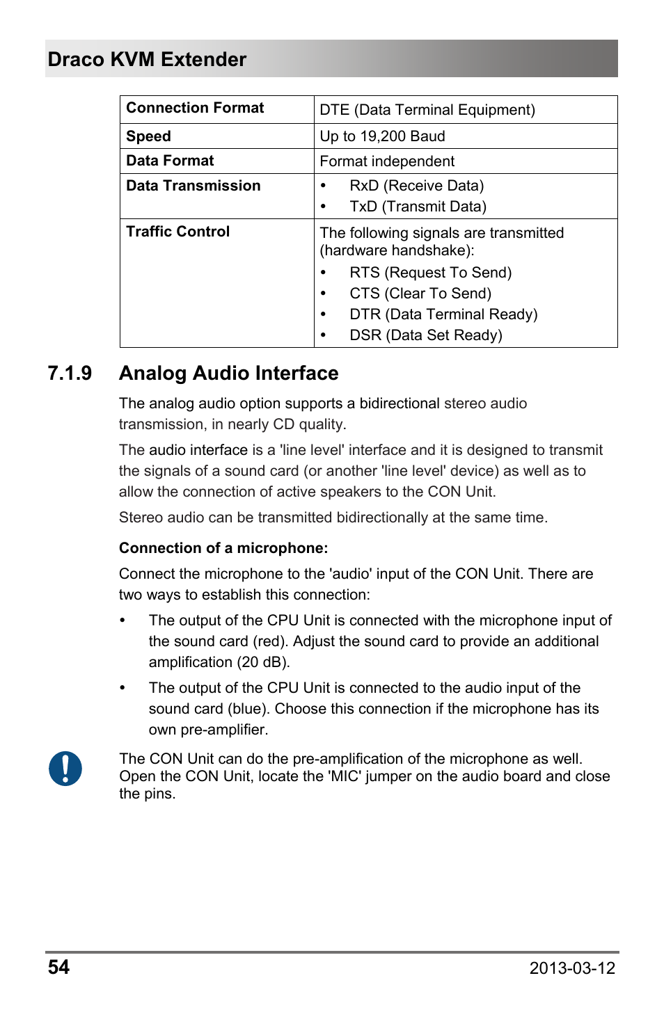 9 analog audio interface, 9 analog, Audio interface | Draco kvm extender 54 | IHSE USA 474 Series Draco vario User Manual | Page 54 / 81
