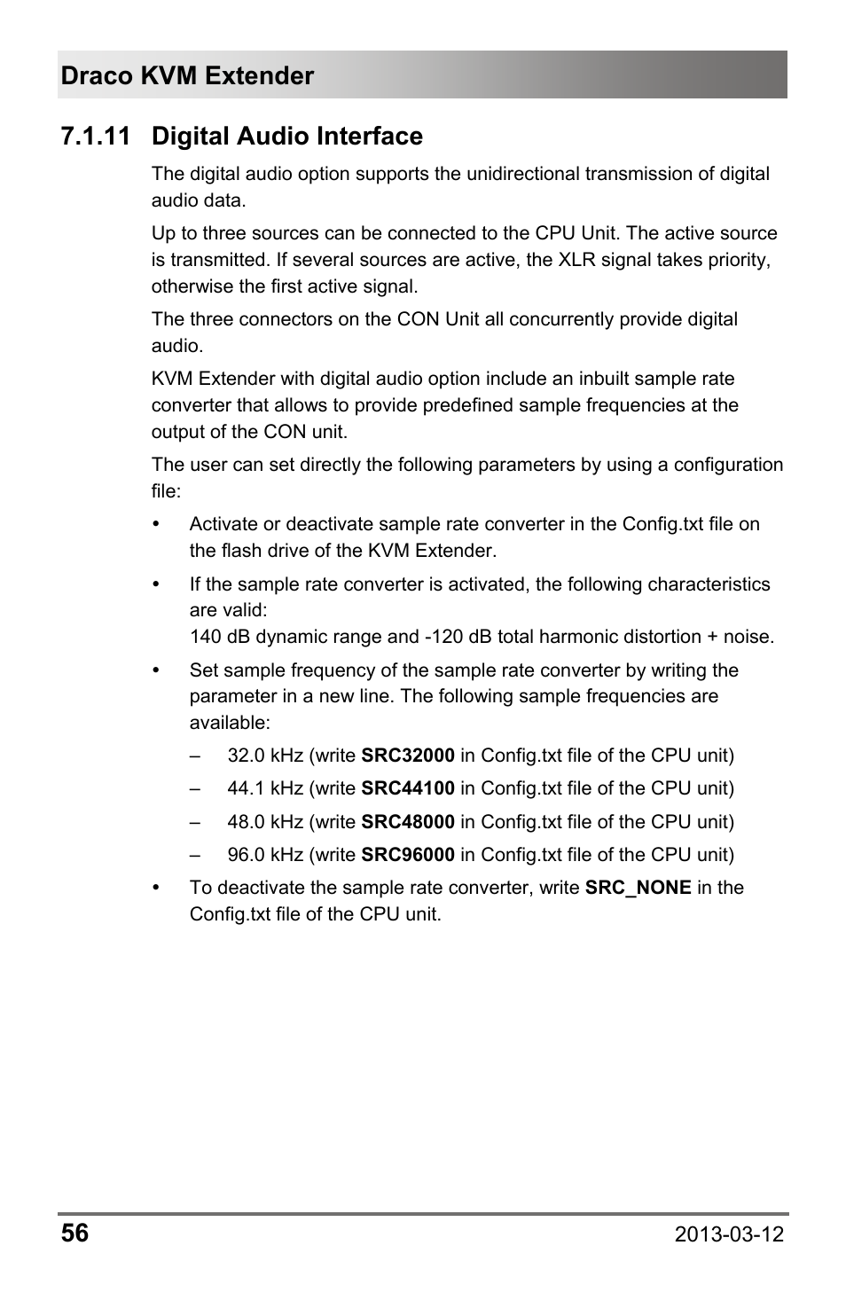 11 digital audio interface, 11 digital, Audio interface | Draco kvm extender 56 | IHSE USA 474 Series Draco vario User Manual | Page 56 / 81