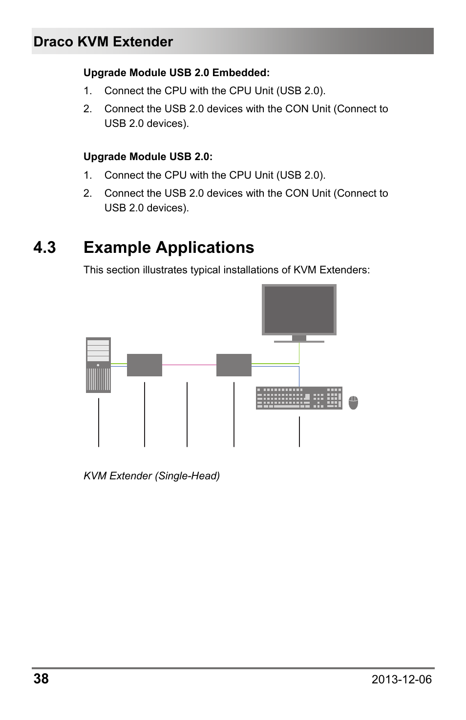 3 example applications, 3 example, Applications | Draco kvm extender 38 | IHSE USA 482 Series Draco vario Dual- Head User Manual | Page 38 / 83