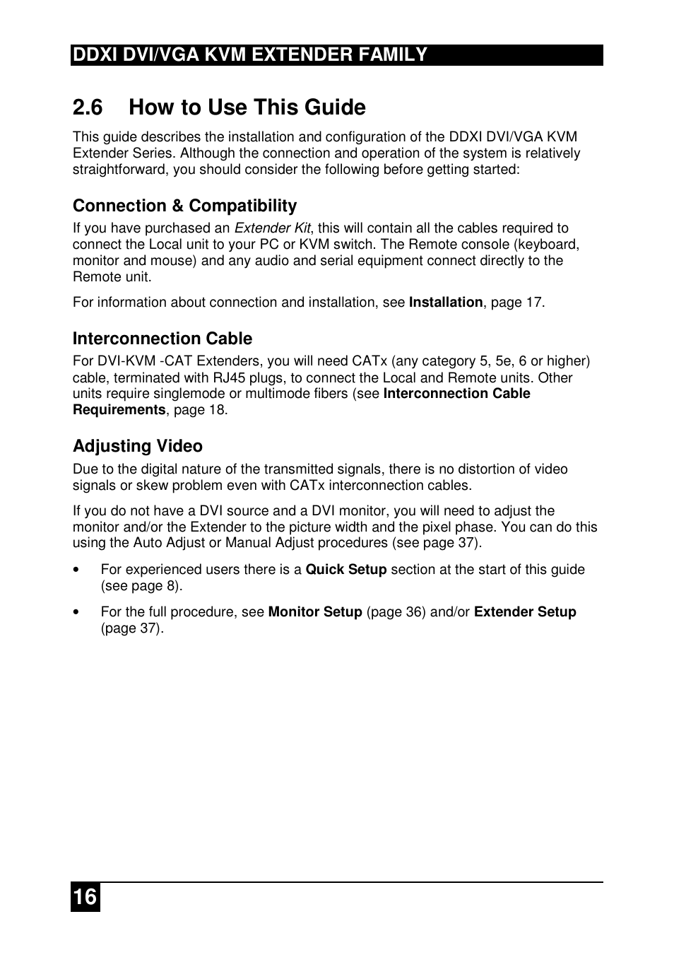16 2.6 how to use this guide, Ddxi dvi/vga kvm extender family | IHSE USA 437 Series DDXi DVI/VGA Extender User Manual | Page 16 / 64