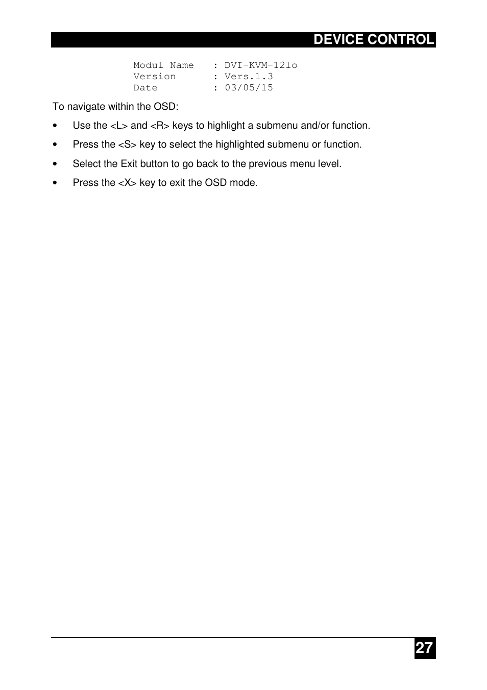 Device control | IHSE USA 437 Series DDXi DVI/VGA Extender User Manual | Page 27 / 64