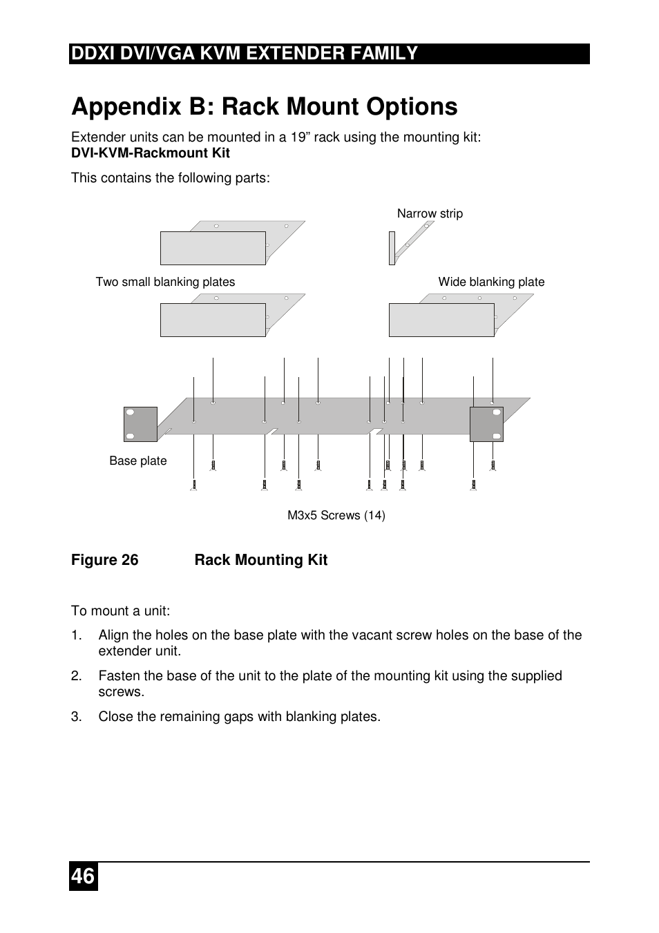 Appendix b: rack mount options, Ddxi dvi/vga kvm extender family | IHSE USA 437 Series DDXi DVI/VGA Extender User Manual | Page 46 / 64