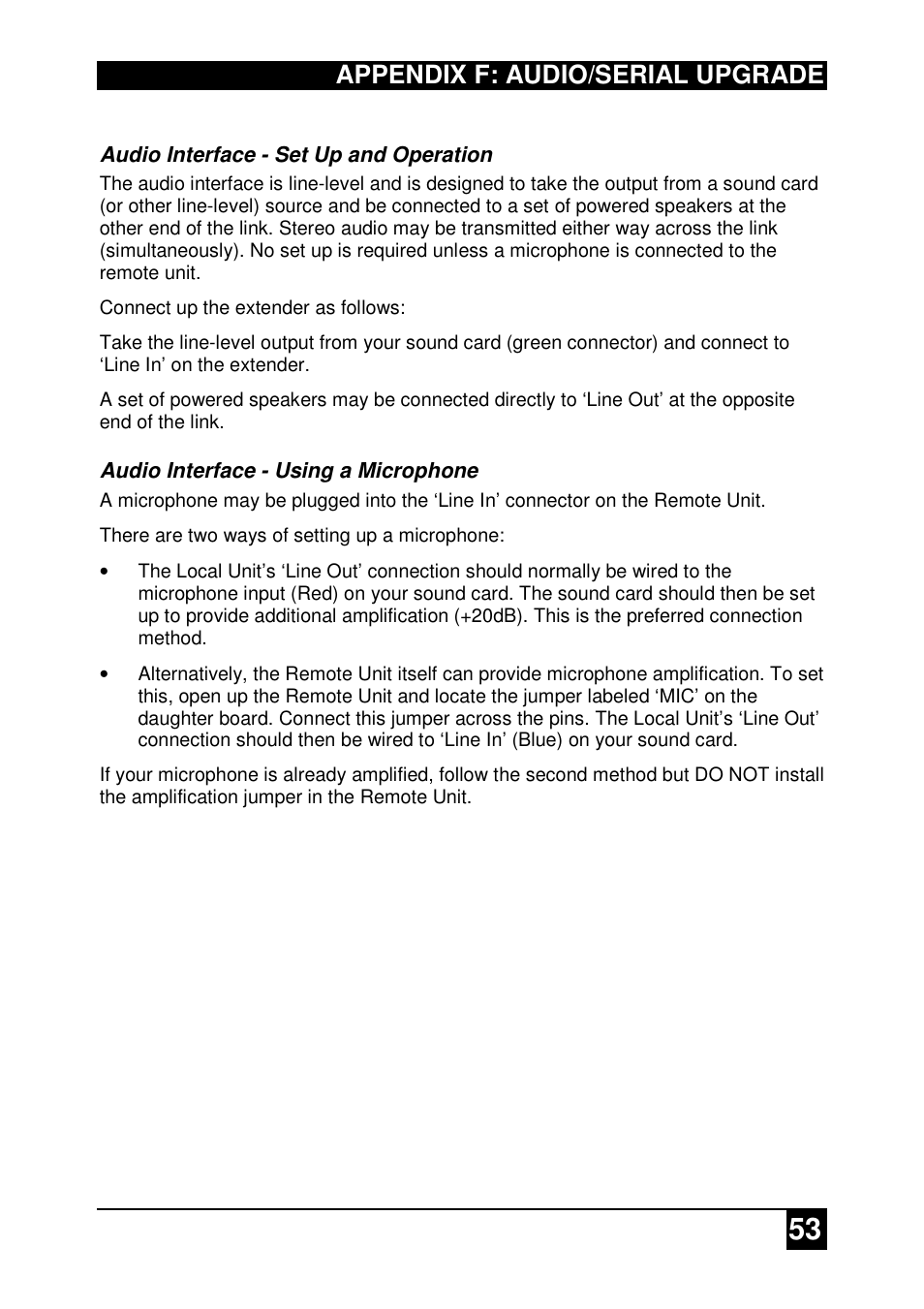 Appendix f: audio/serial upgrade | IHSE USA 437 Series DDXi DVI/VGA Extender User Manual | Page 53 / 64