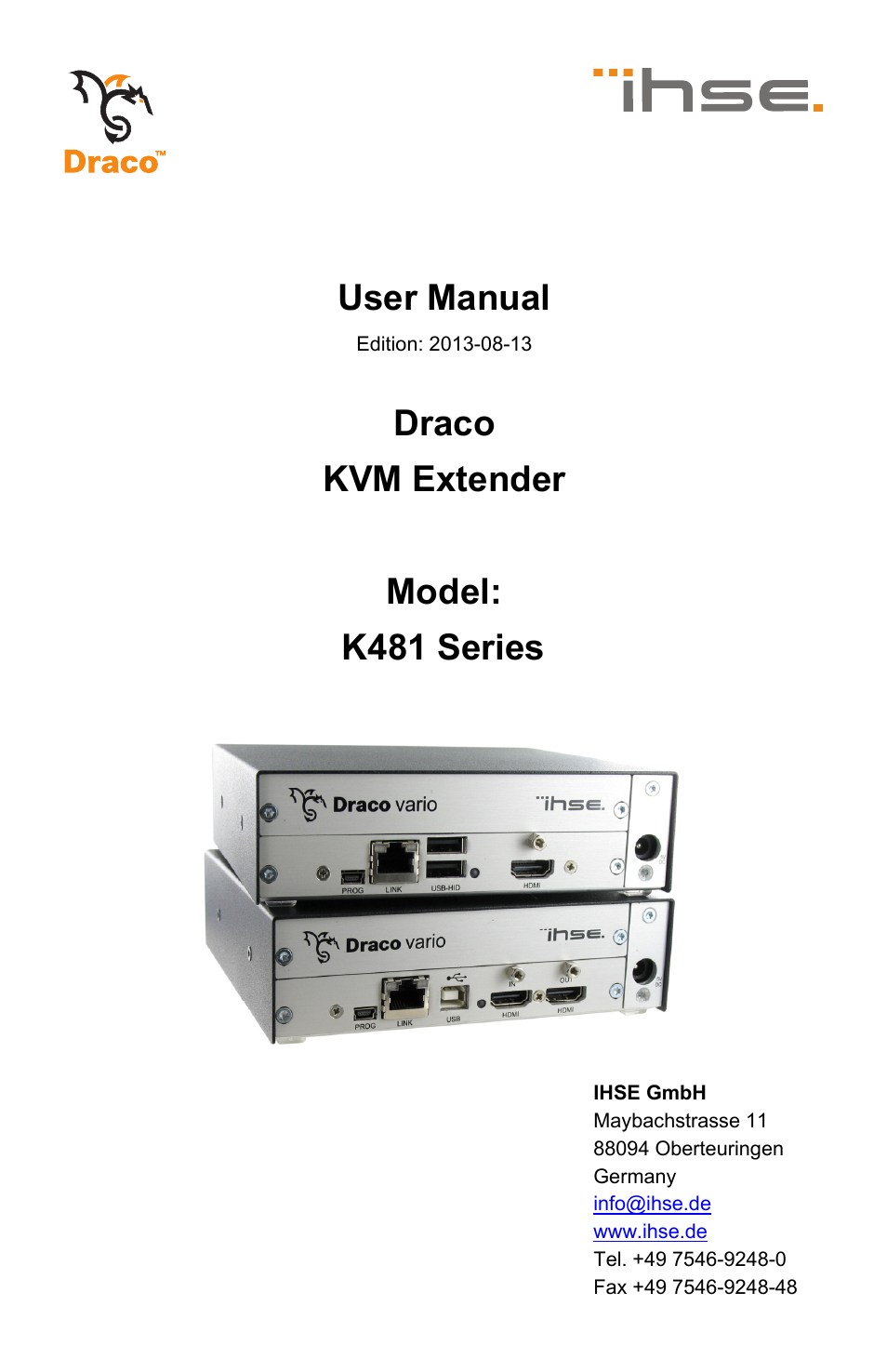 IHSE USA 481 Series Draco vario HDMI User Manual | 91 pages