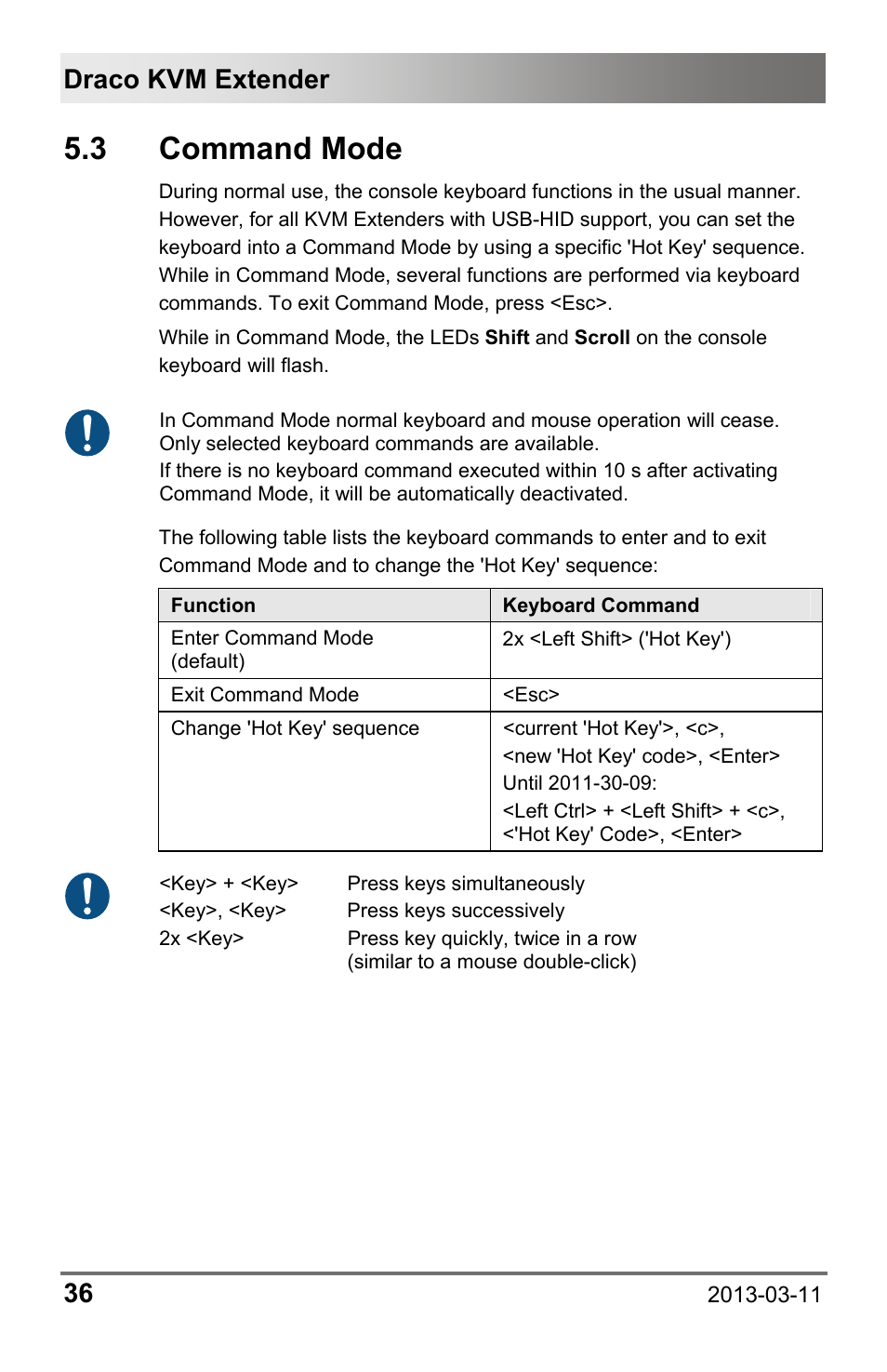 3 command mode, Draco kvm extender 36 | IHSE USA 477 Series Draco compact User Manual | Page 36 / 67