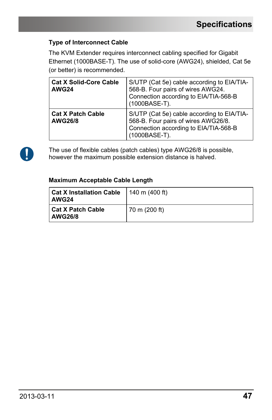 Specifications | IHSE USA 477 Series Draco compact User Manual | Page 47 / 67