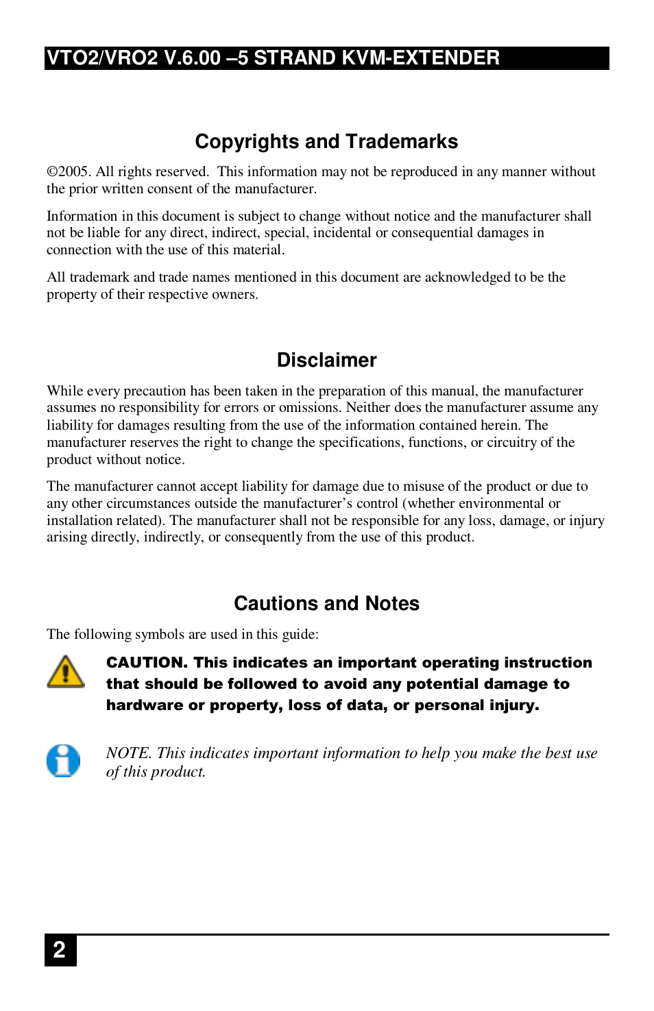 Copyrights and trademarks, Disclaimer | IHSE USA 234 Series VTO2/VRO2 KVM-Extender User Manual | Page 2 / 48