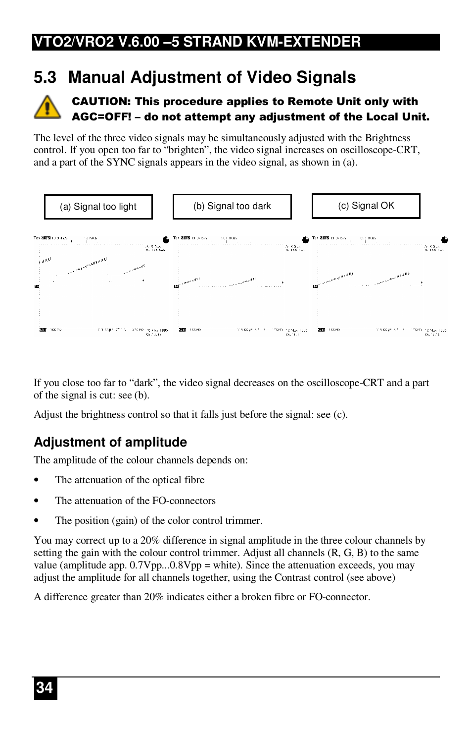 3 manual adjustment of video signals | IHSE USA 234 Series VTO2/VRO2 KVM-Extender User Manual | Page 34 / 48