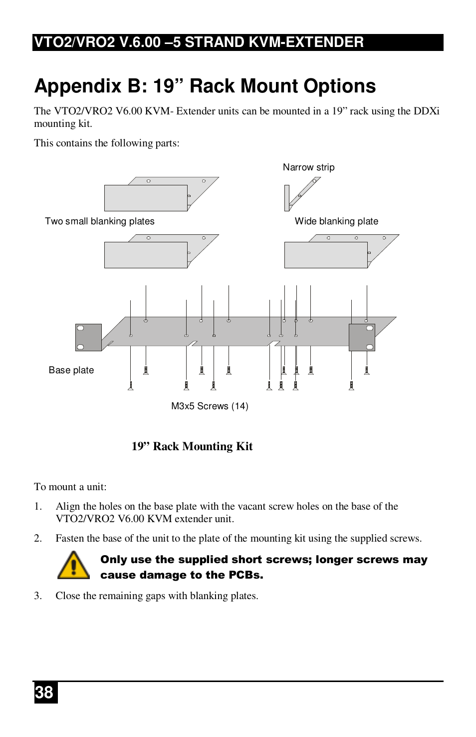 Appendix b: 19” rack mount options | IHSE USA 234 Series VTO2/VRO2 KVM-Extender User Manual | Page 38 / 48