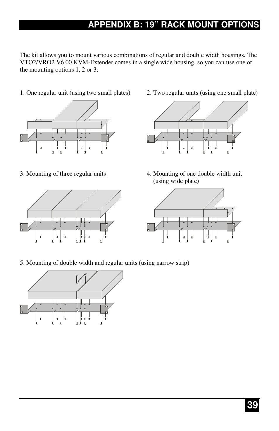 Appendix b: 19” rack mount options | IHSE USA 234 Series VTO2/VRO2 KVM-Extender User Manual | Page 39 / 48