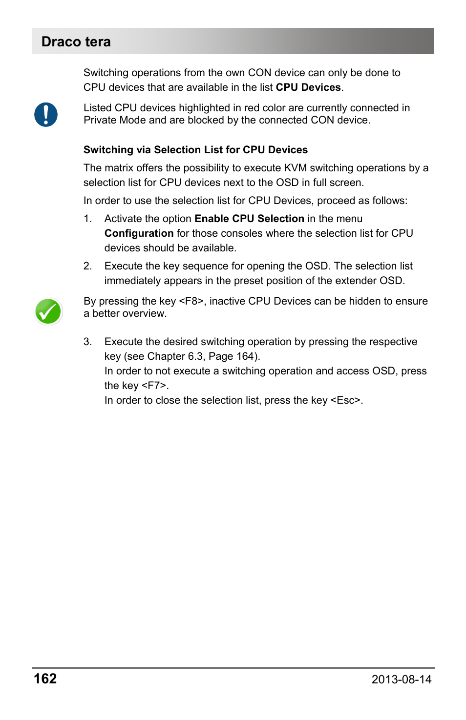 Draco tera 162 | IHSE USA 480 Series Draco tera enterprise User Manual | Page 162 / 209
