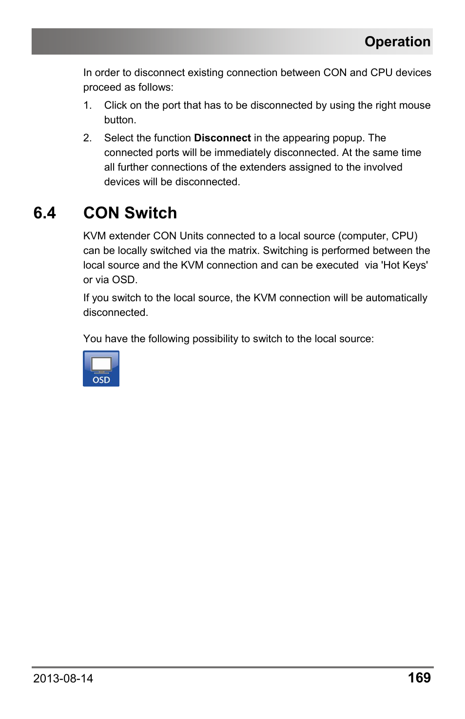 4 con switch, 4 con, Switch | Operation | IHSE USA 480 Series Draco tera enterprise User Manual | Page 169 / 209
