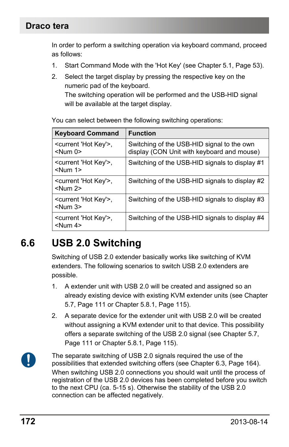 6 usb 2.0 switching, 6 usb, Switching | Draco tera 172 | IHSE USA 480 Series Draco tera enterprise User Manual | Page 172 / 209