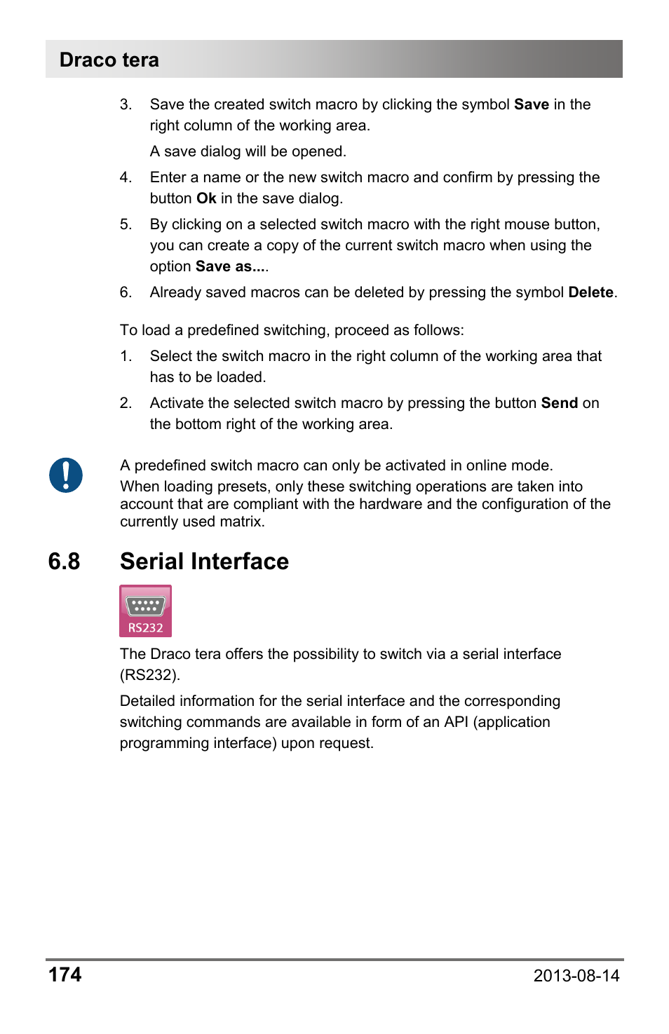 8 serial interface, 8 serial, Interface | Draco tera 174 | IHSE USA 480 Series Draco tera enterprise User Manual | Page 174 / 209