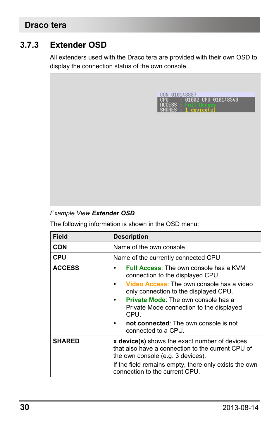 3 extender osd, Draco tera 30 | IHSE USA 480 Series Draco tera enterprise User Manual | Page 30 / 209
