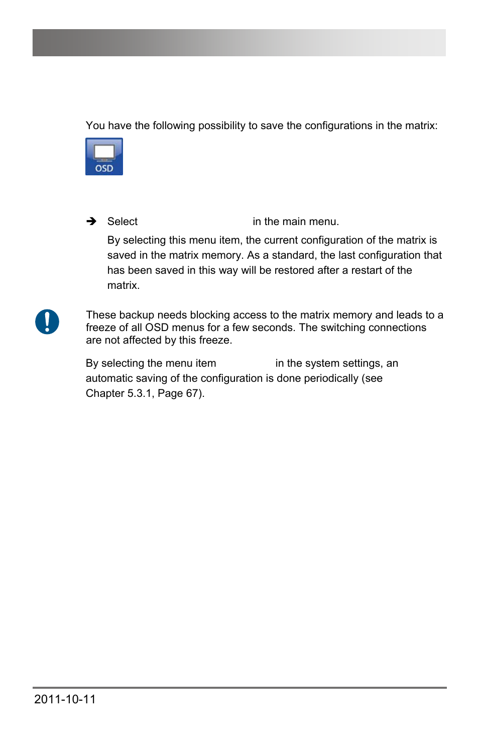 7 saving and loading of configurations, 1 saving of configurations in the matrix, Saving and loading of configurations | Saving of configurations in the matrix, Configuration | IHSE USA 474 Series Draco major User Manual | Page 109 / 167