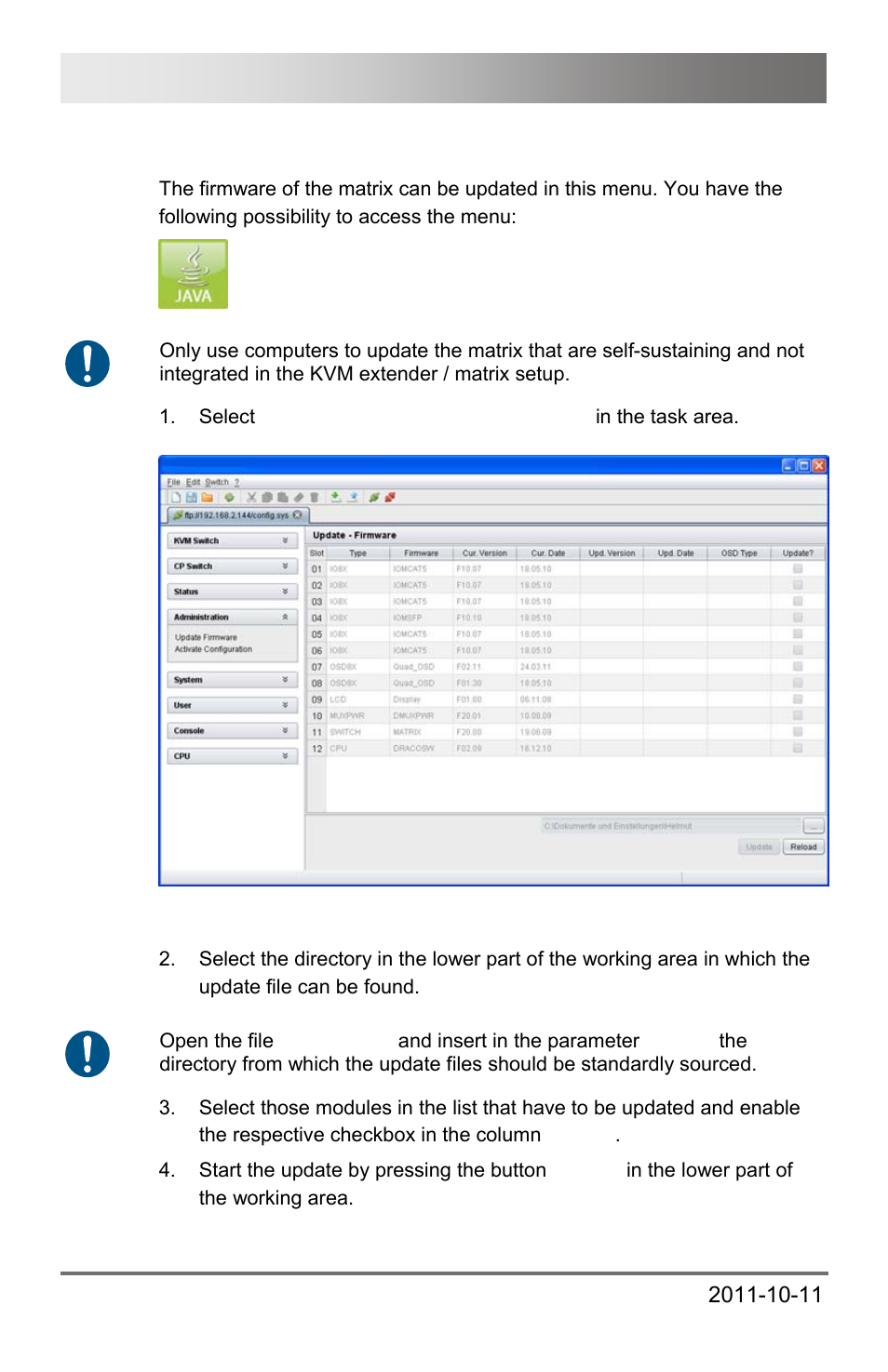 8 firmware update, 8 firmware, Update | Draco major 118 | IHSE USA 474 Series Draco major User Manual | Page 118 / 167