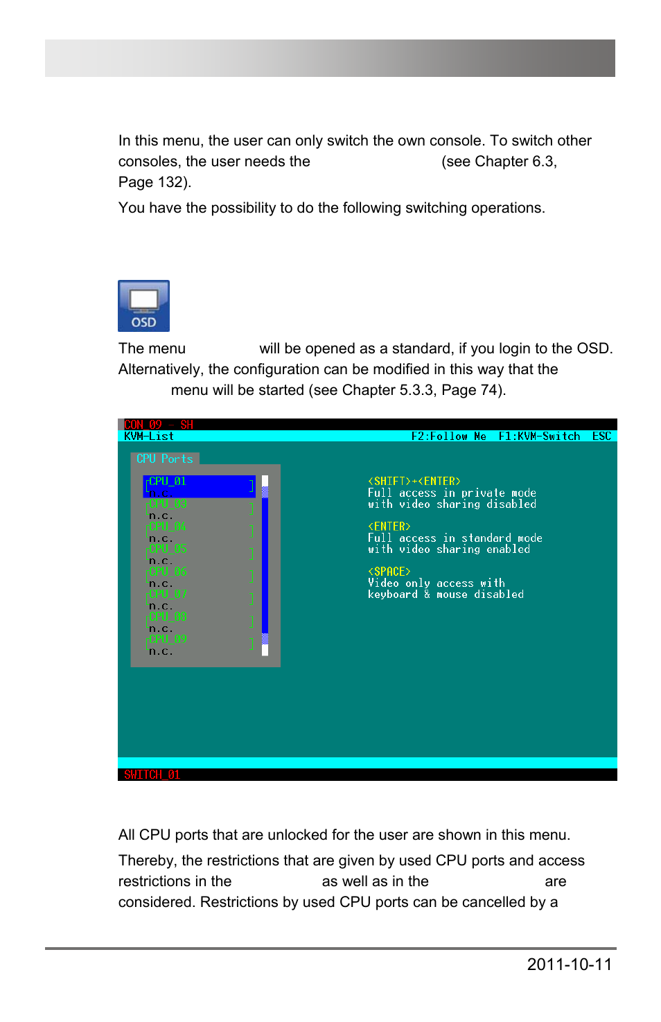 2 kvm mode, 1 kvm-list, 2 kvm | Mode, Draco major 124 | IHSE USA 474 Series Draco major User Manual | Page 124 / 167